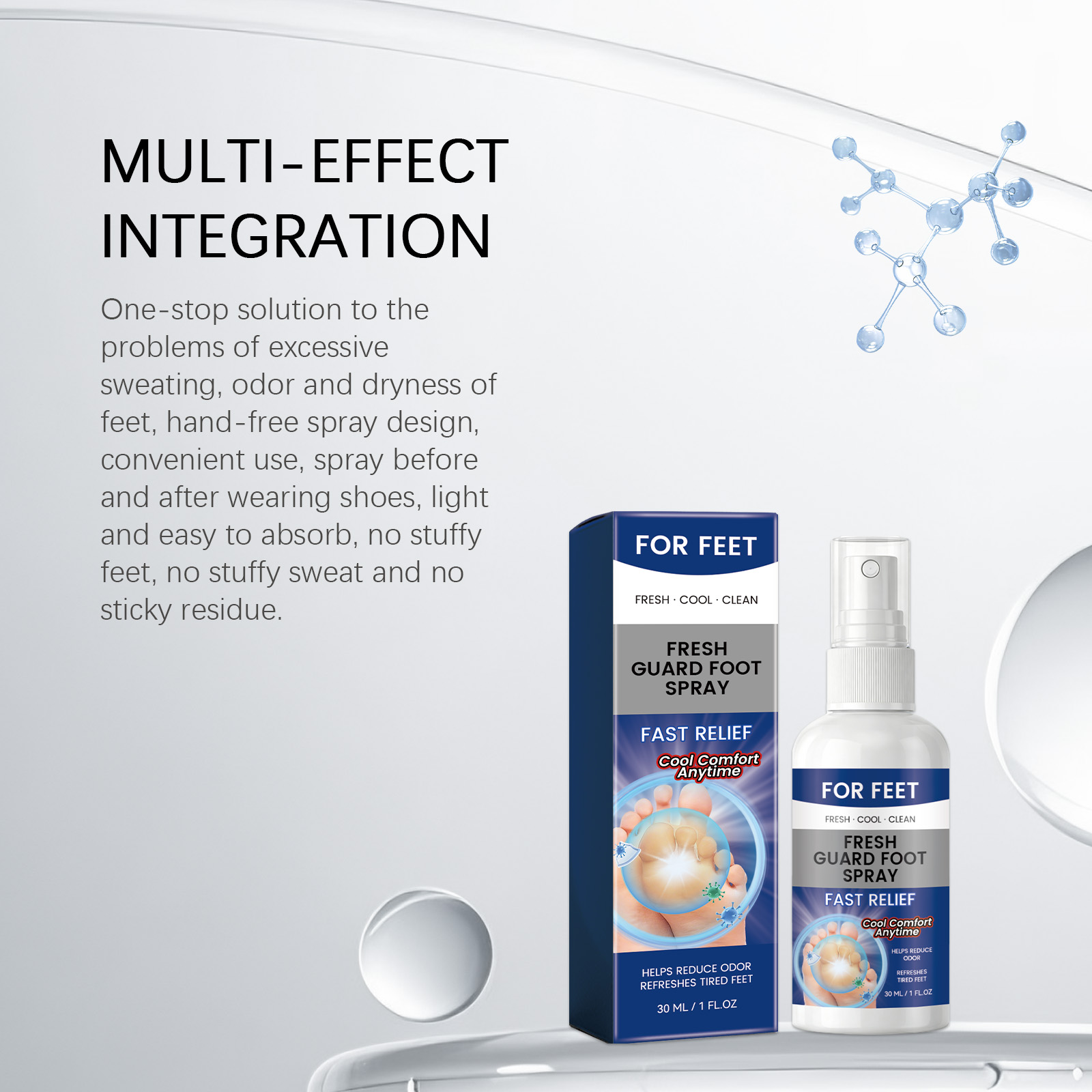 Cool Foot Spray Daily Clean Skin Odor Fresh Moist Long Last Fragrance Comfort Foot Care