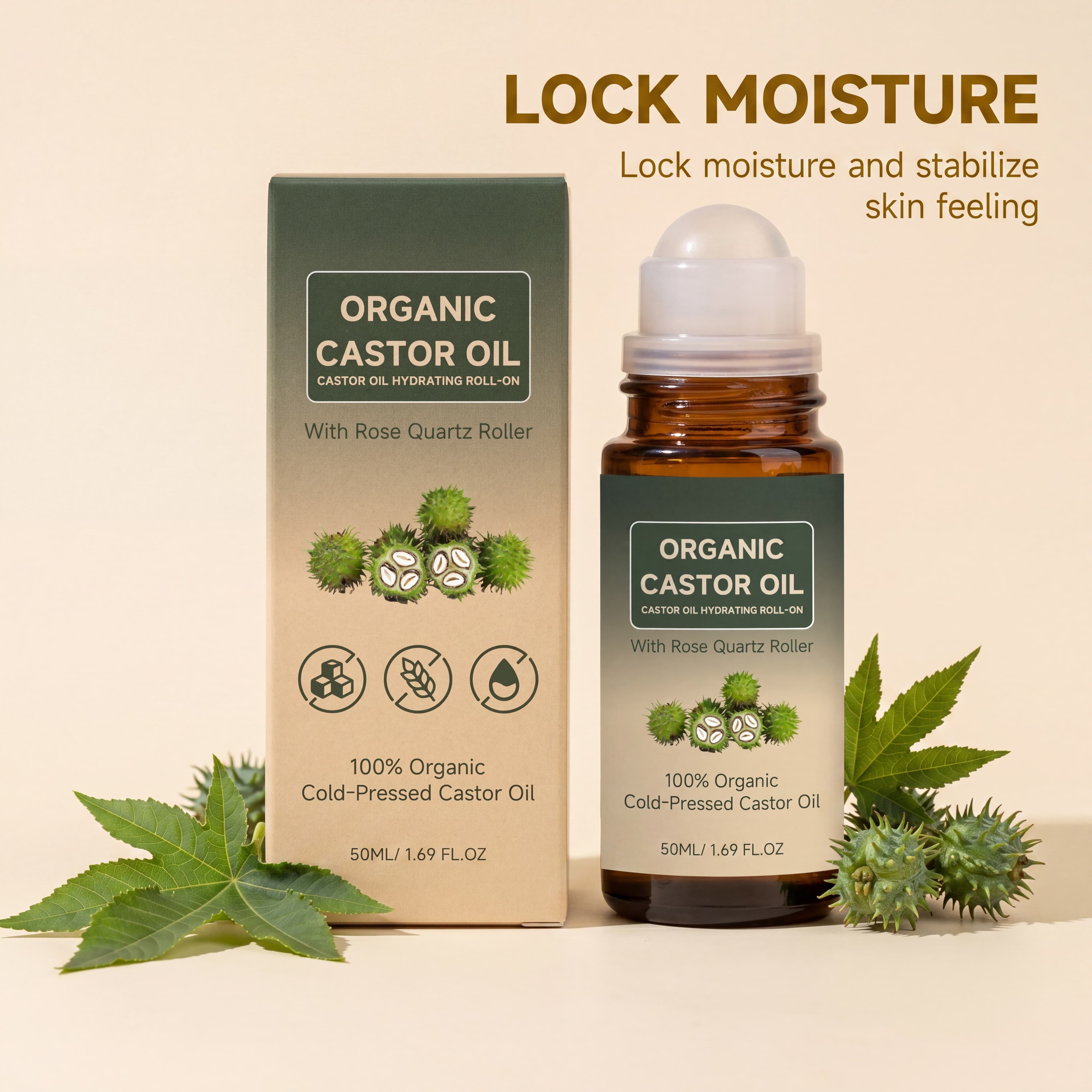 Castor Oil Moisturizing Roller Ball Delicate Silky Comfort Fresh Non Sticky Daily Body Skin Hydrating Care