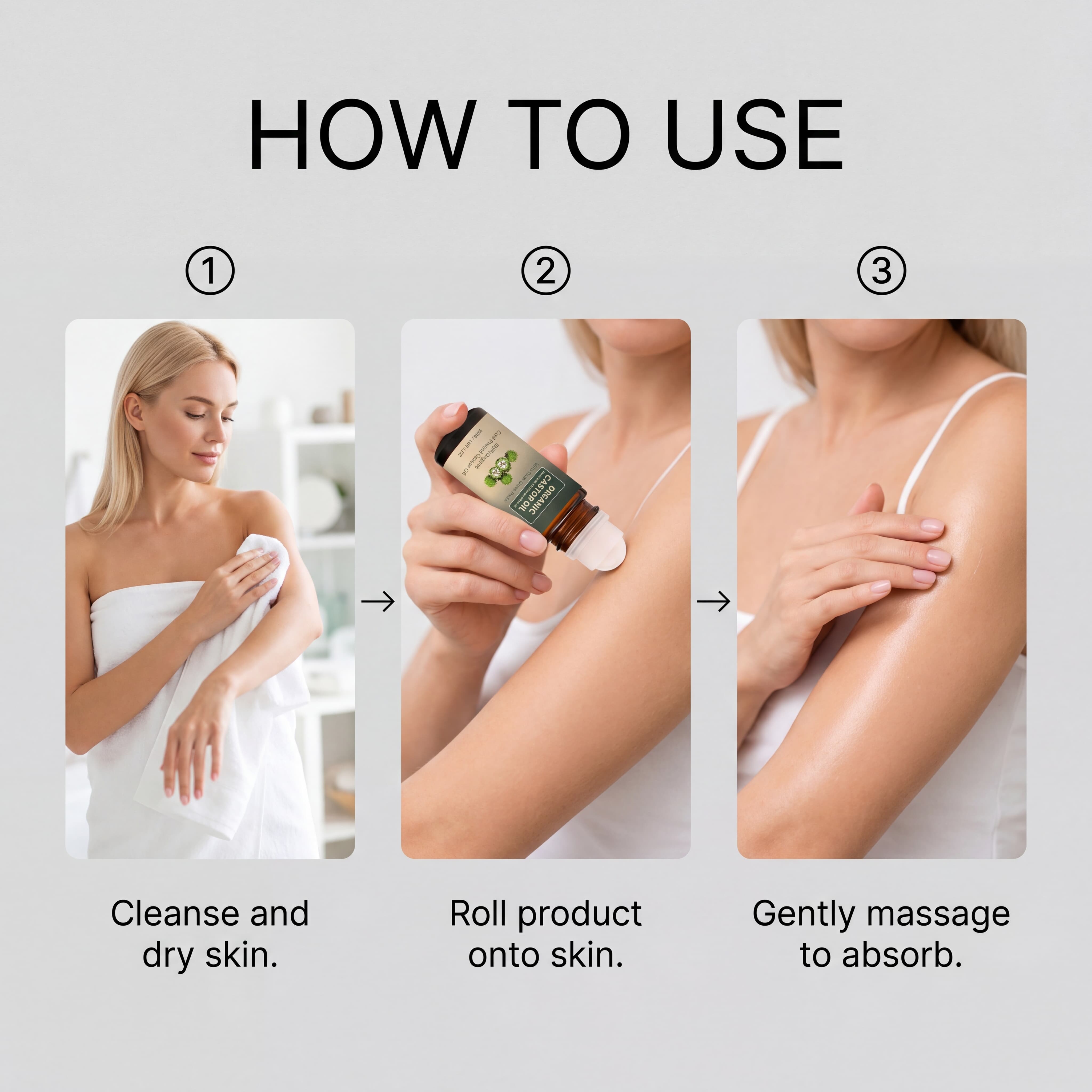Castor Oil Moisturizing Roller Ball Delicate Silky Comfort Fresh Non Sticky Daily Body Skin Hydrating Care