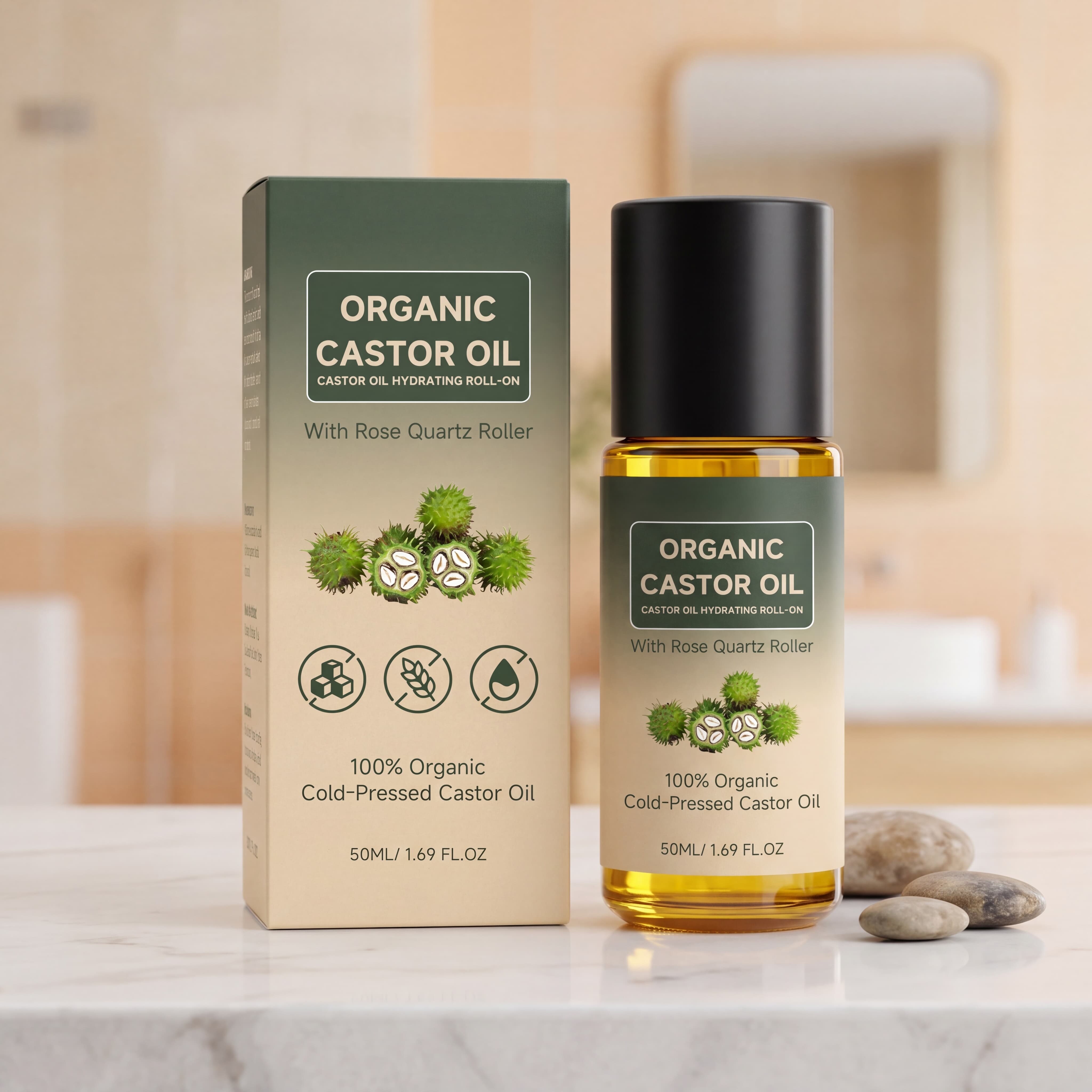 Castor Oil Moisturizing Roller Ball Delicate Silky Comfort Fresh Non Sticky Daily Body Skin Hydrating Care