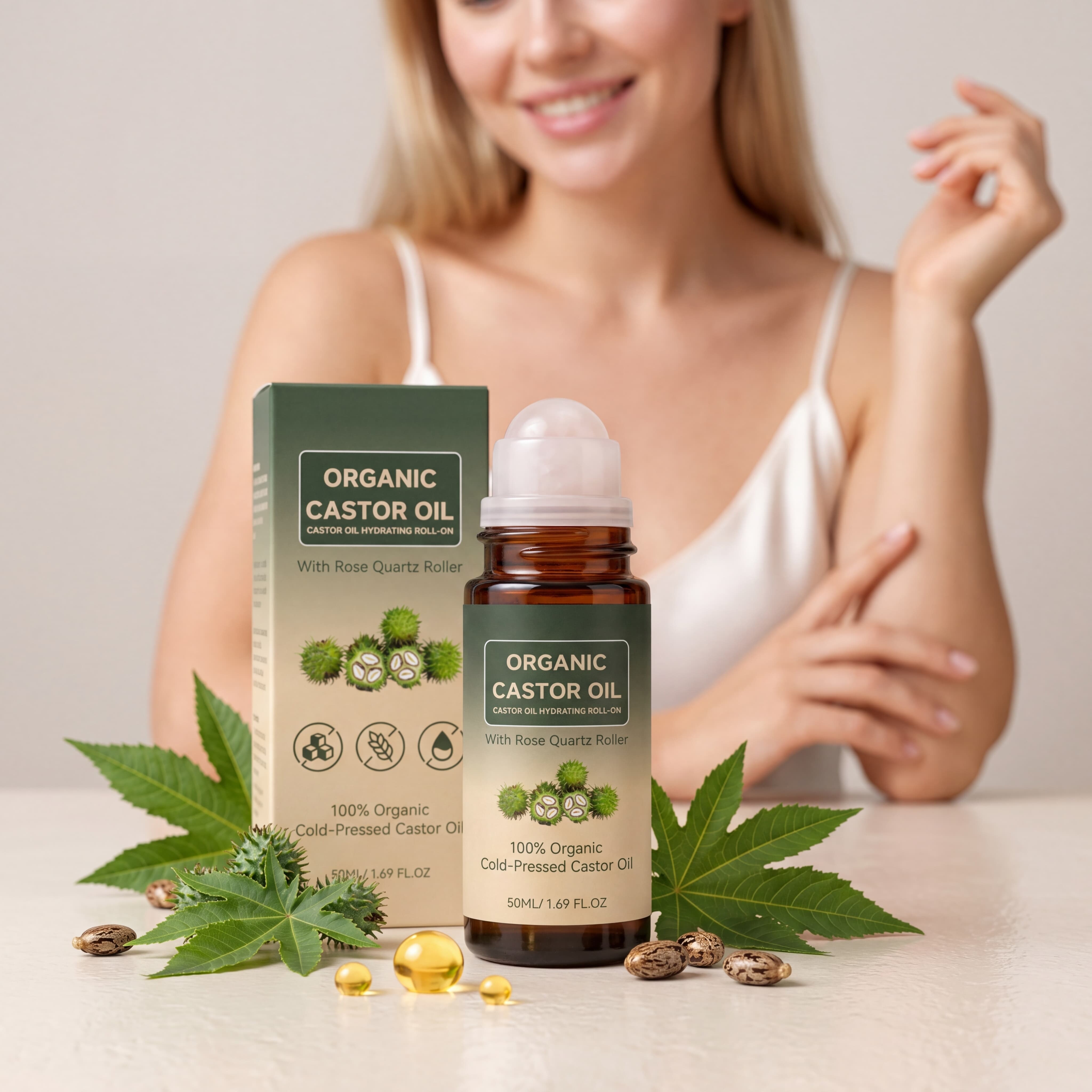 Castor Oil Moisturizing Roller Ball Delicate Silky Comfort Fresh Non Sticky Daily Body Skin Hydrating Care