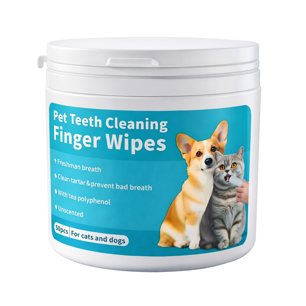 Pet Dental Finger Wipes Gentle Cleans Cats Dogs Oral Teeth Stains Daily Care Towels