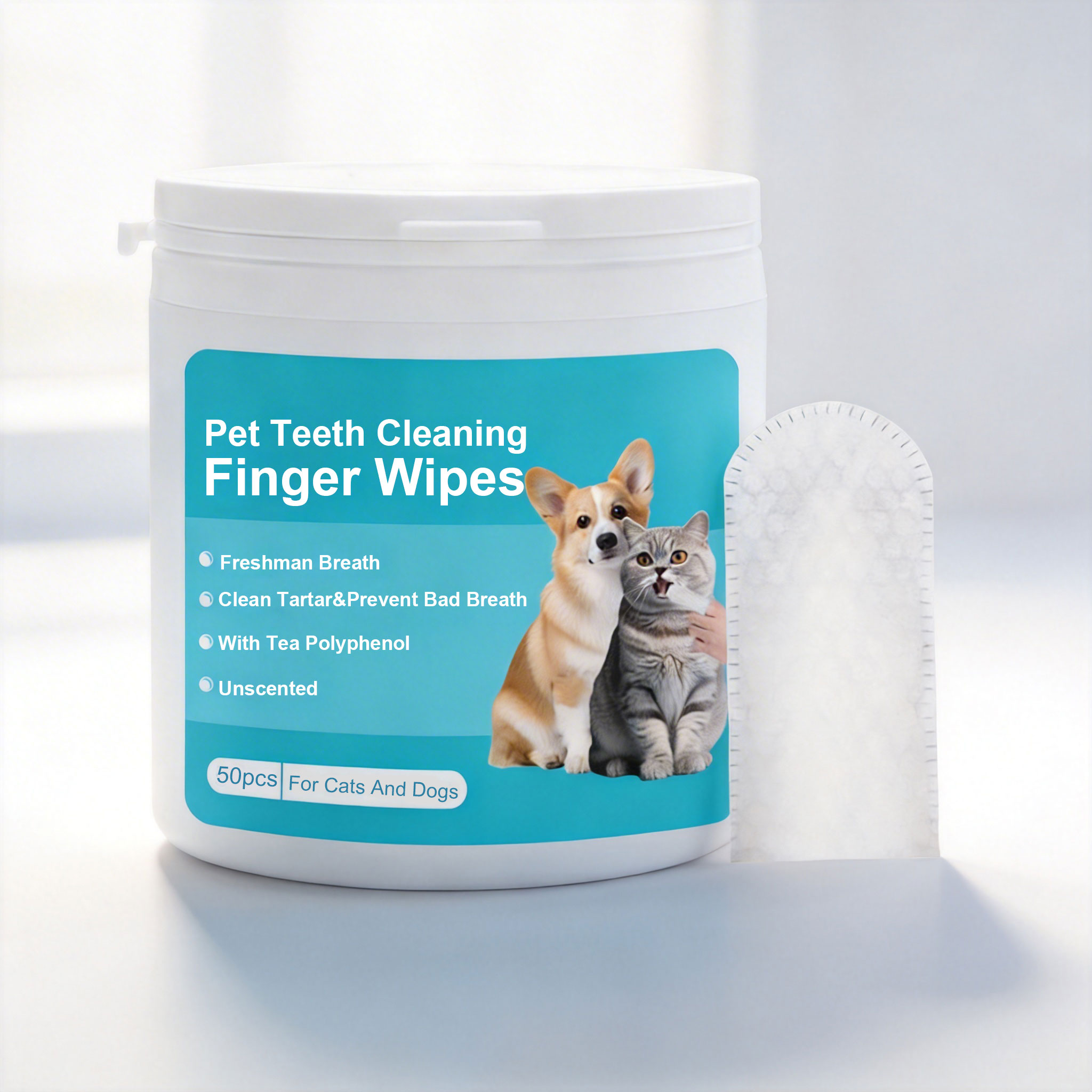 Pet Dental Finger Wipes Gentle Cleans Cats Dogs Oral Teeth Stains Daily Care Towels