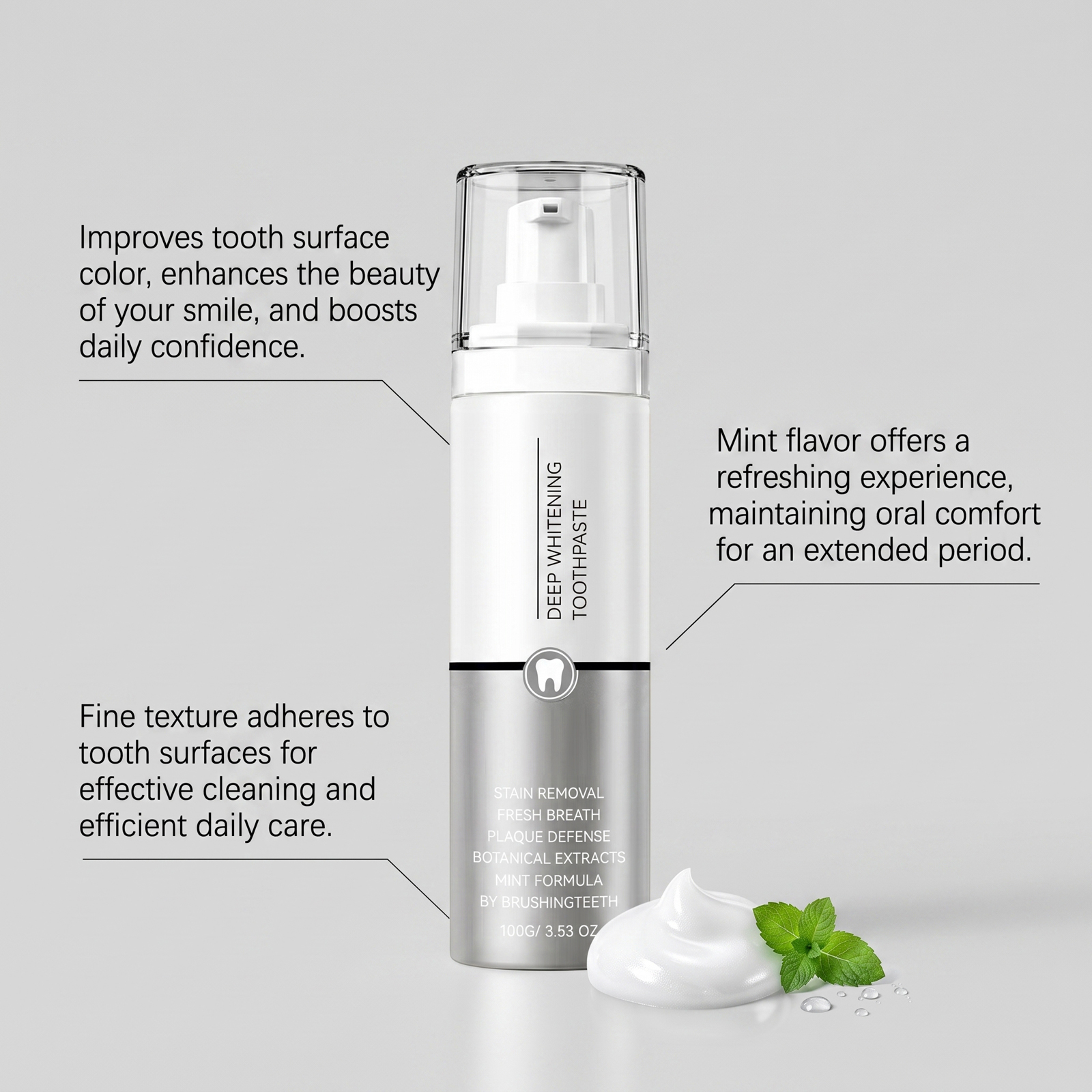 Deep Stain Removal Toothpaste Gentle Daily Cleansing Fresh Breath Teeth Residue Cleaning Care