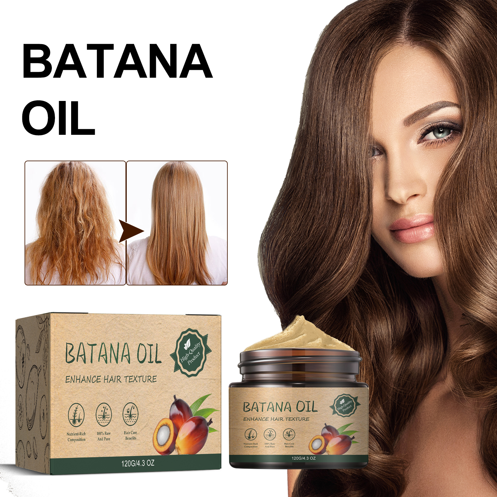 Batana Hair Balm Nourish Repair Dry Frizzy Hair Soften Hair Care Hair Mask