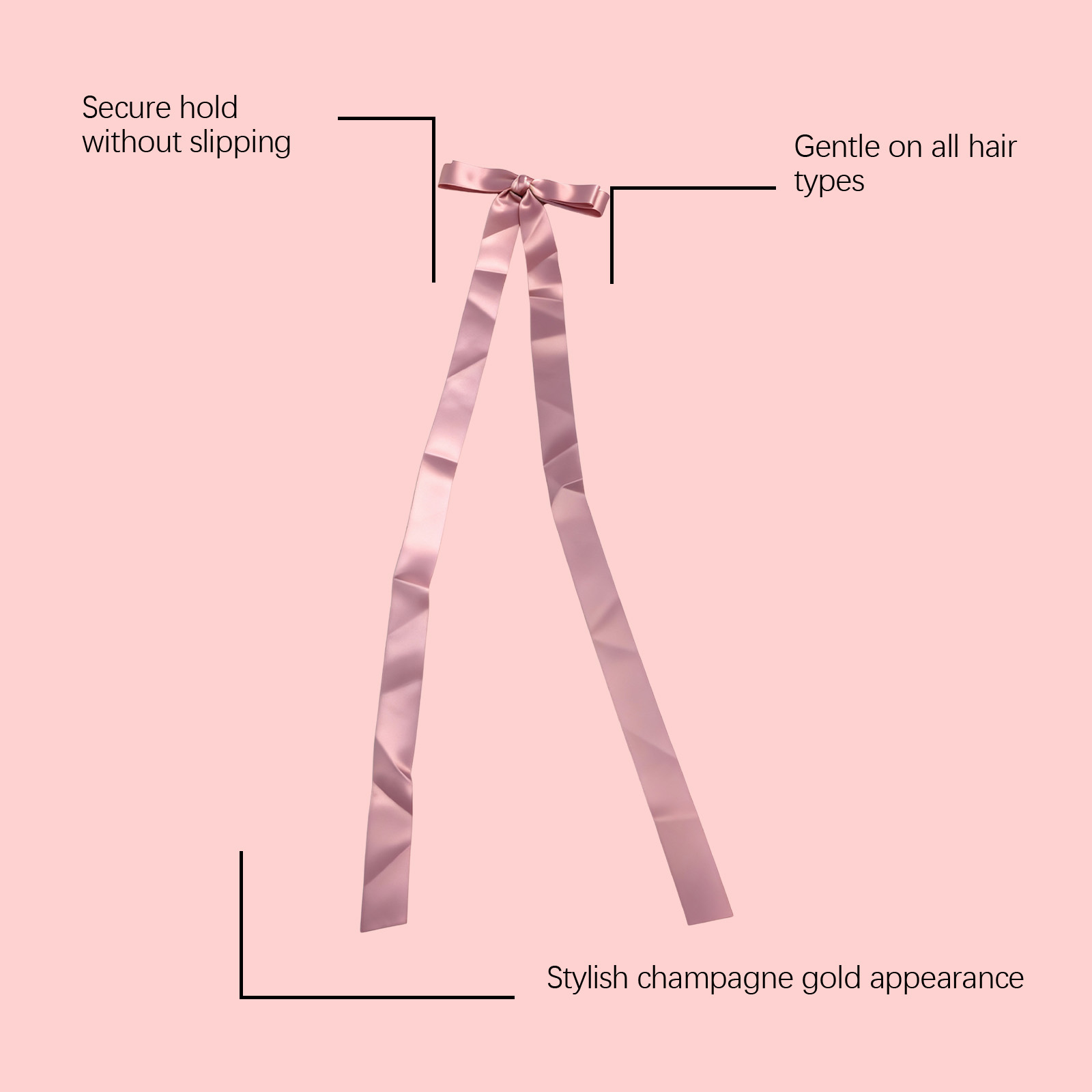 Bow Ribbon Hair Clip Rose Pink Gentle Sweet Firm Stable Stylish Versatile Hair Shaping
