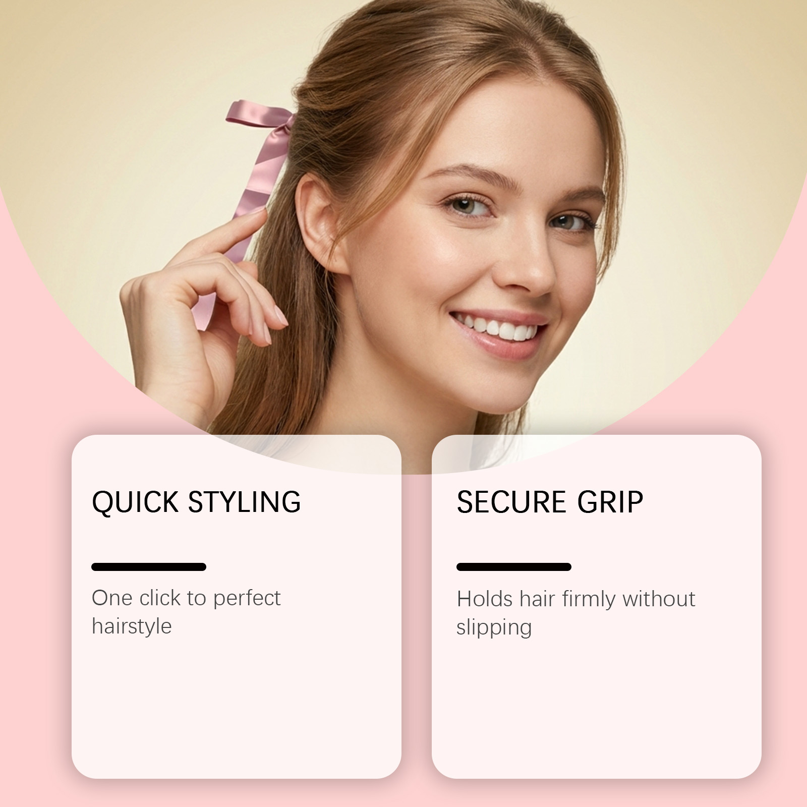 Bow Ribbon Hair Clip Rose Pink Gentle Sweet Firm Stable Stylish Versatile Hair Shaping