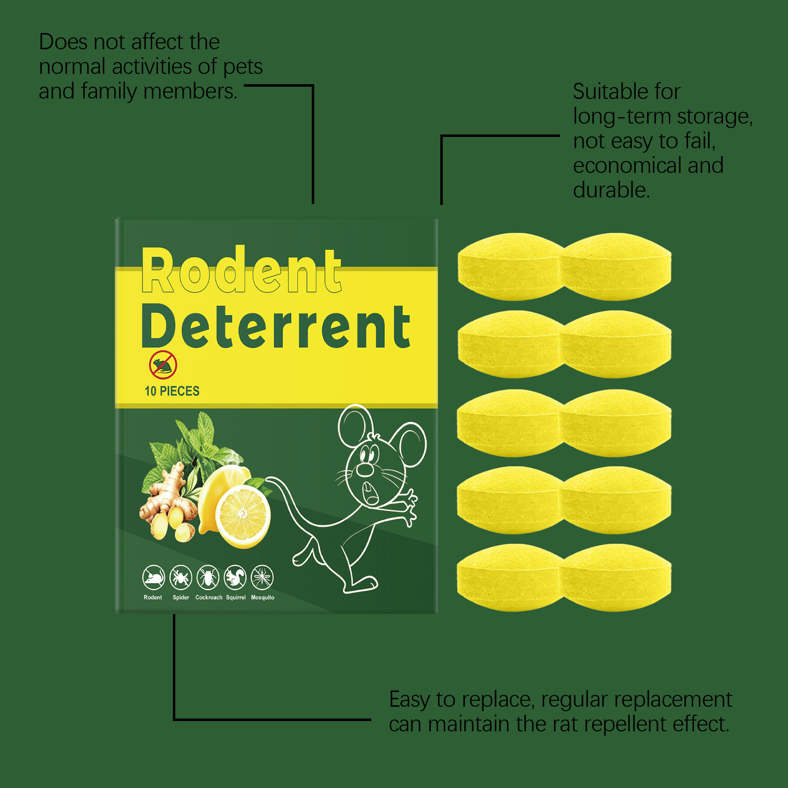 Rat Repellent Pill Strong Effective Indoor Outdoor Household Garden Warehouse Farm Basement Attic Garage