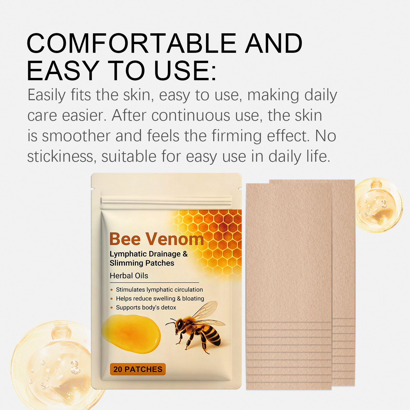 Bee Venom Care Patch Mild Care Body Shaping Soft Skin Breathable Thin Fit Convenient Maintenance Sticker