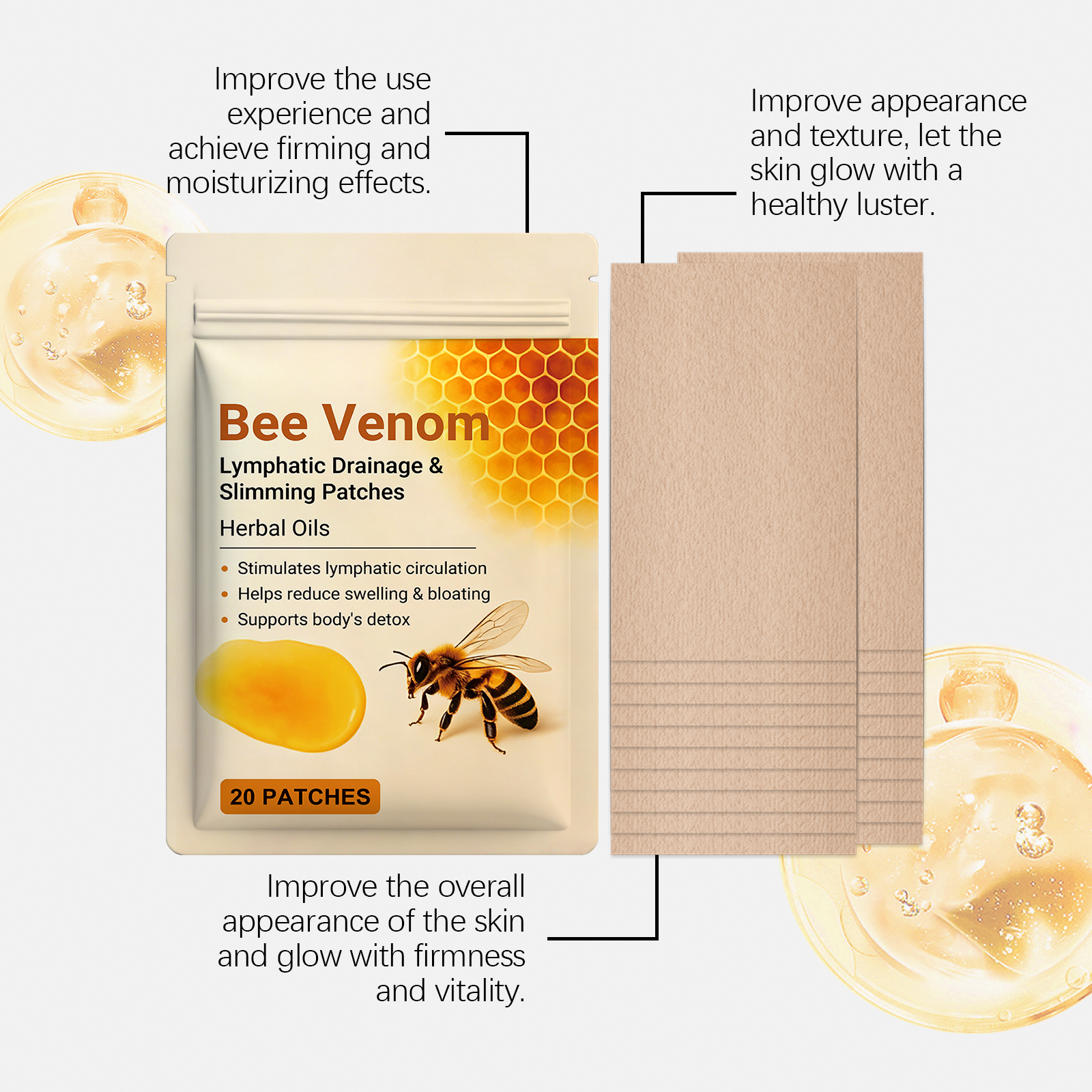 Bee Venom Care Patch Mild Care Body Shaping Soft Skin Breathable Thin Fit Convenient Maintenance Sticker