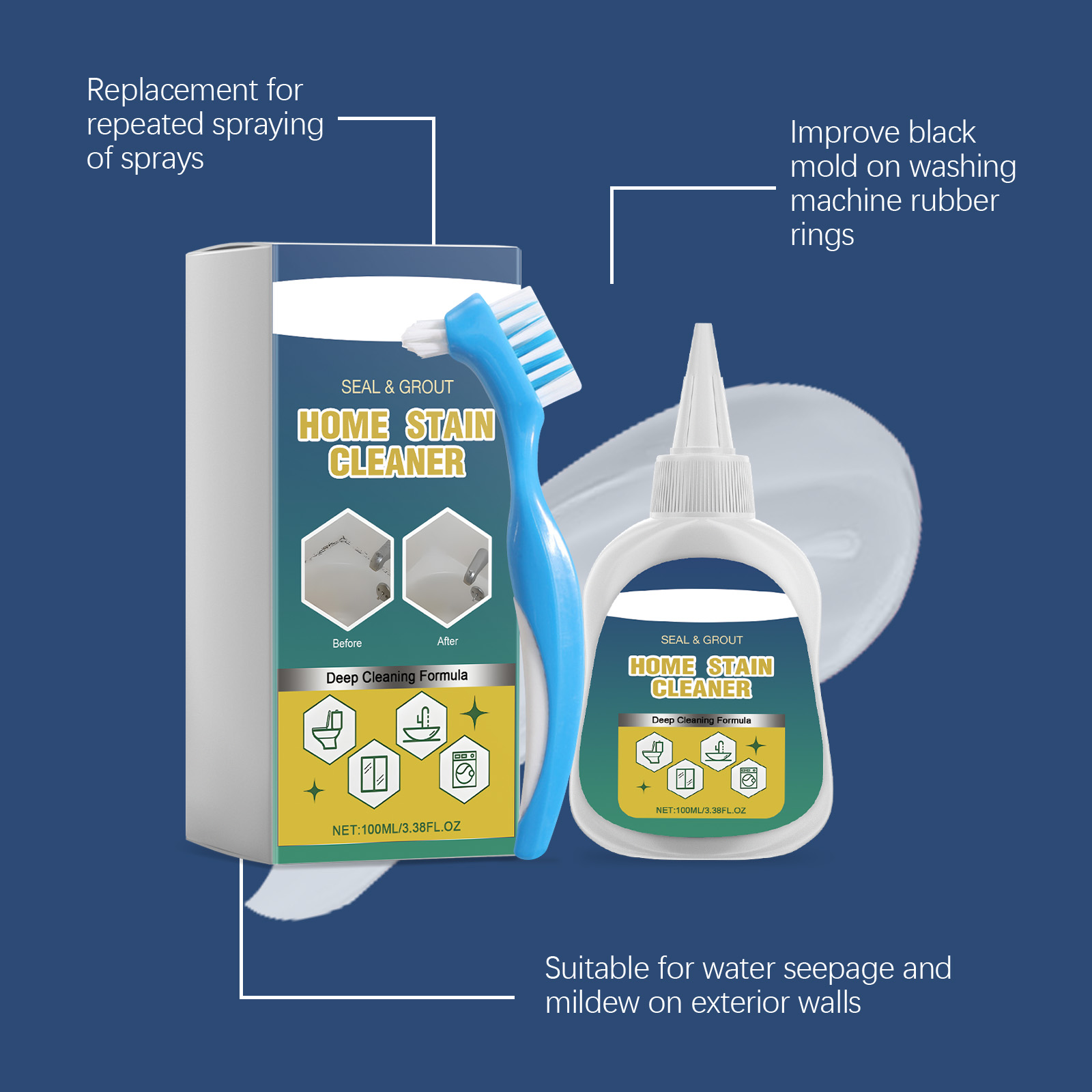 Household Decontamination Cleaning Gel Deep Effective Decontamination Tile Grout Universal Portable Package