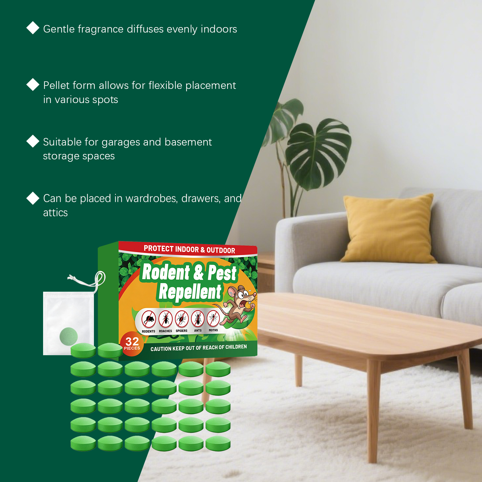 Rat Repellent Pellet Household Indoor Outdoor Rodent Deterrent Anti Gnaw Multi Scene Fresh Smell Drive Mice Away