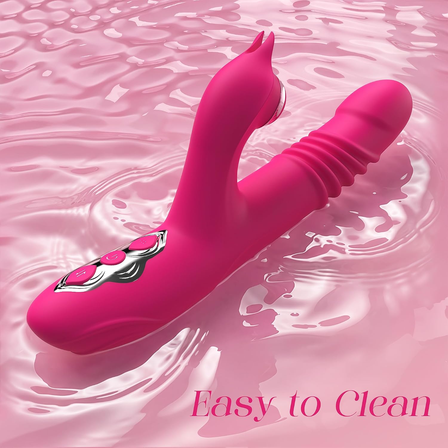 Thrusting Dildo Rabbit Vibrator for Women 8 Thrust 5 Tapping Modes Sex Toys for Woman Solo Couples G Spot Vibrators with Wider Clitoral Contact Wand Vibabrator