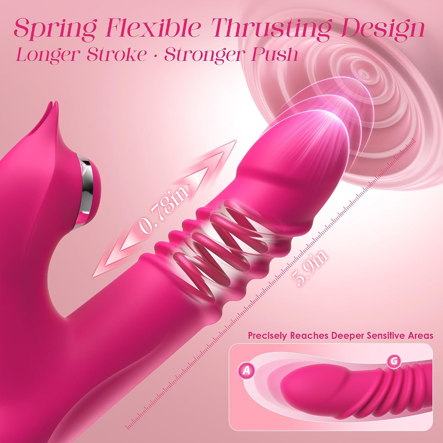 Thrusting Dildo Rabbit Vibrator for Women 8 Thrust 5 Tapping Modes Sex Toys for Woman Solo Couples G Spot Vibrators with Wider Clitoral Contact Wand Vibabrator