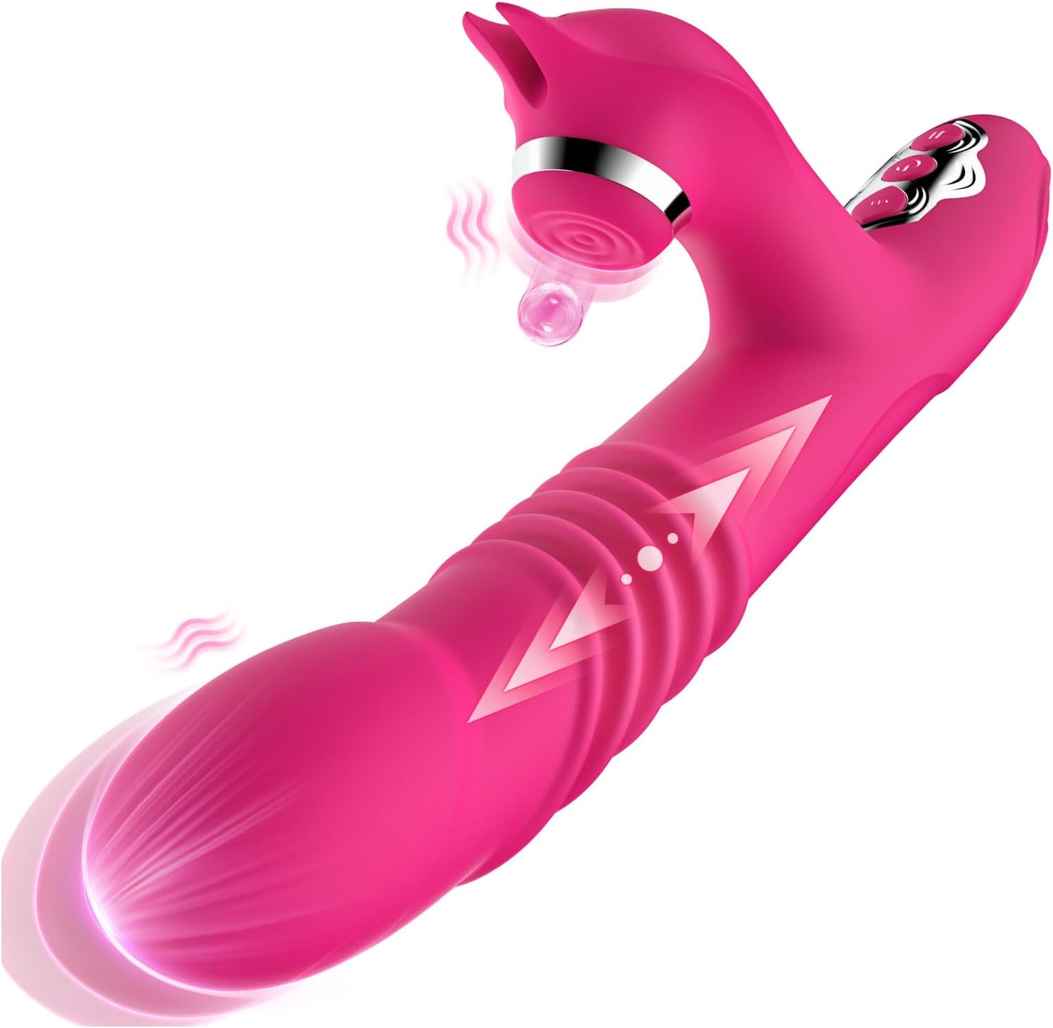 Thrusting Dildo Rabbit Vibrator for Women 8 Thrust 5 Tapping Modes Sex Toys for Woman Solo Couples G Spot Vibrators with Wider Clitoral Contact Wand Vibabrator