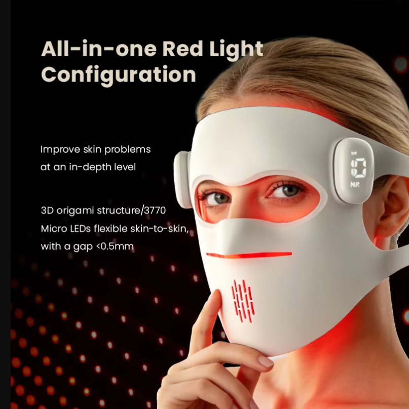 Beauty Mask Silicone Ice Mask Compress LED Red Blue Light Whitening Rejuvenation Large Row Light Electronic Beauty