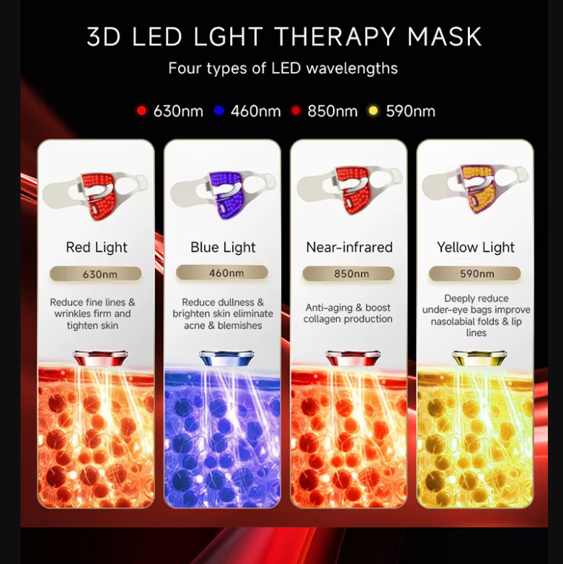 Beauty Mask Silicone Ice Mask Compress LED Red Blue Light Whitening Rejuvenation Large Row Light Electronic Beauty