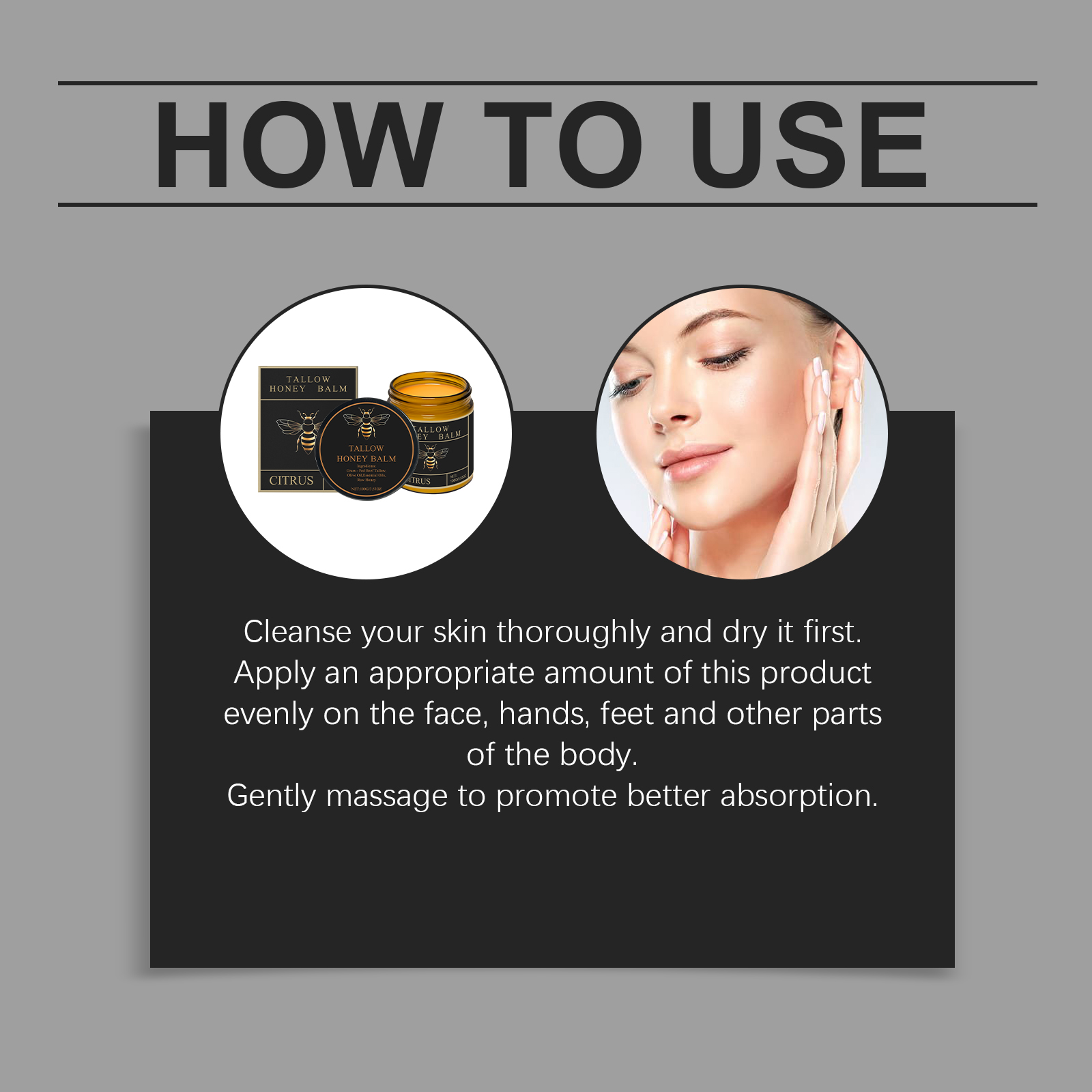 Honey Tallow Moisturizing Cream Citrus Scent Hydrating Nourishing For Face And Body Daily Care 100g