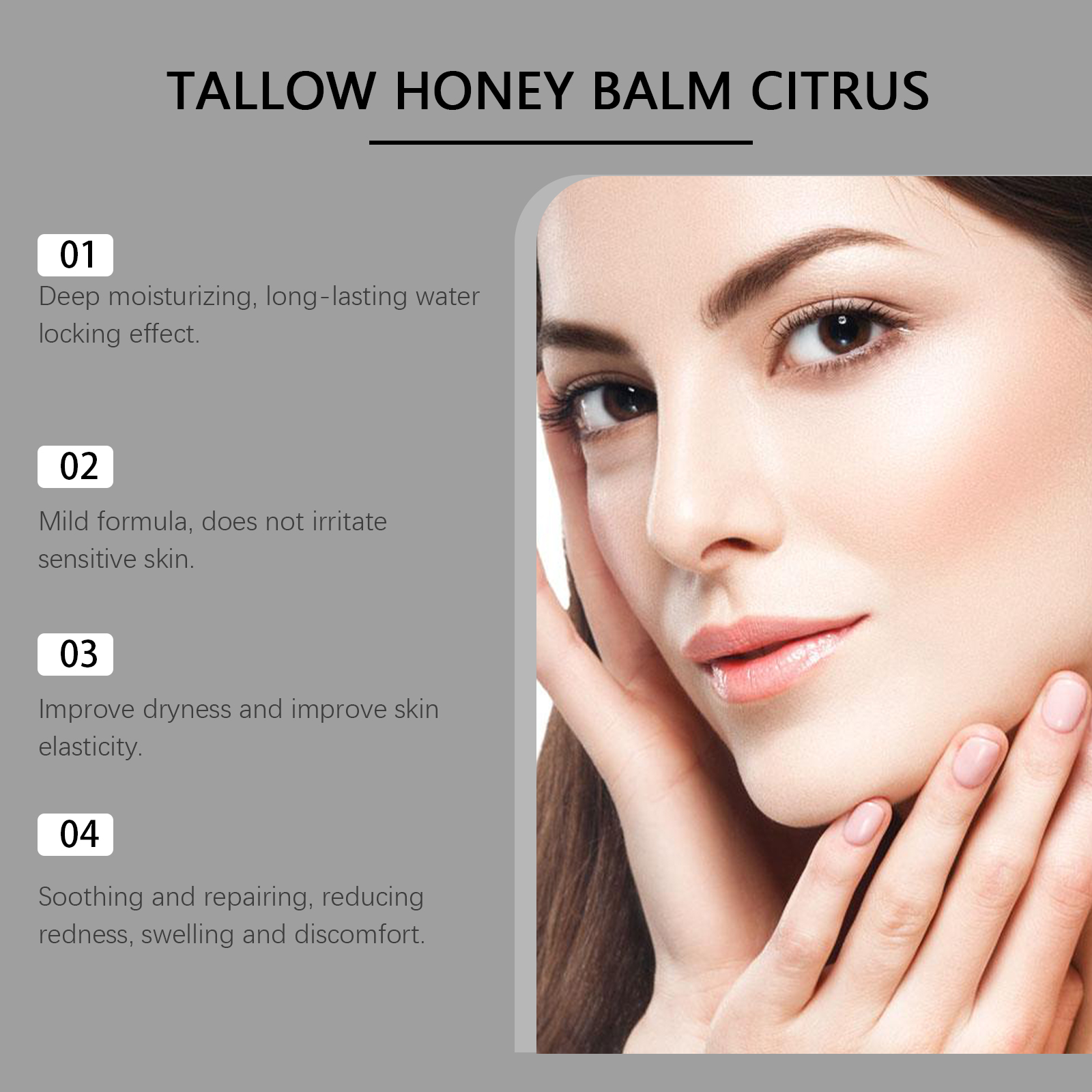 Honey Tallow Moisturizing Cream Citrus Scent Hydrating Nourishing For Face And Body Daily Care 100g