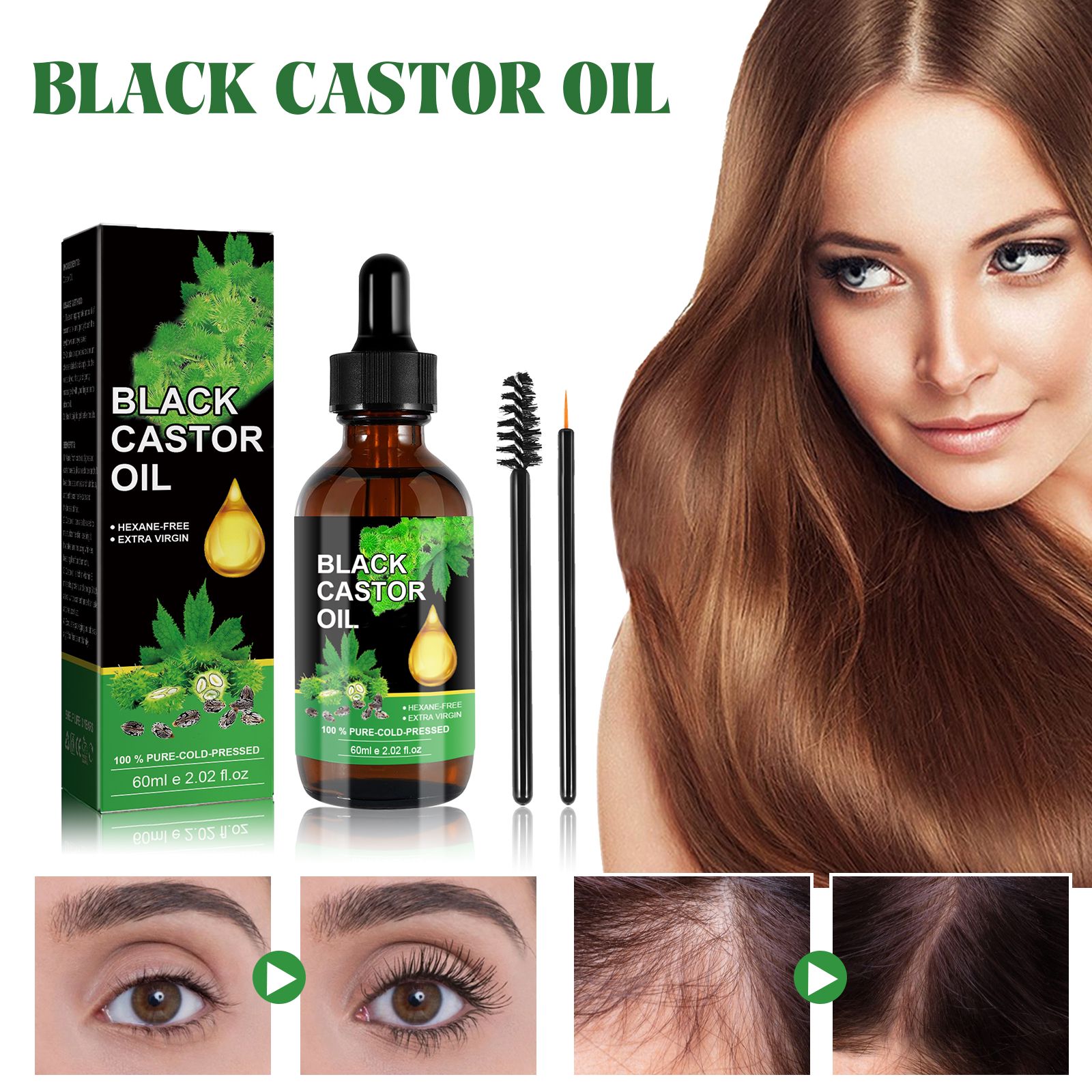 Castor Oil Hair Growth Liquid Nourishing For Hair Roots Eyebrows And Eyelashes Daily Care