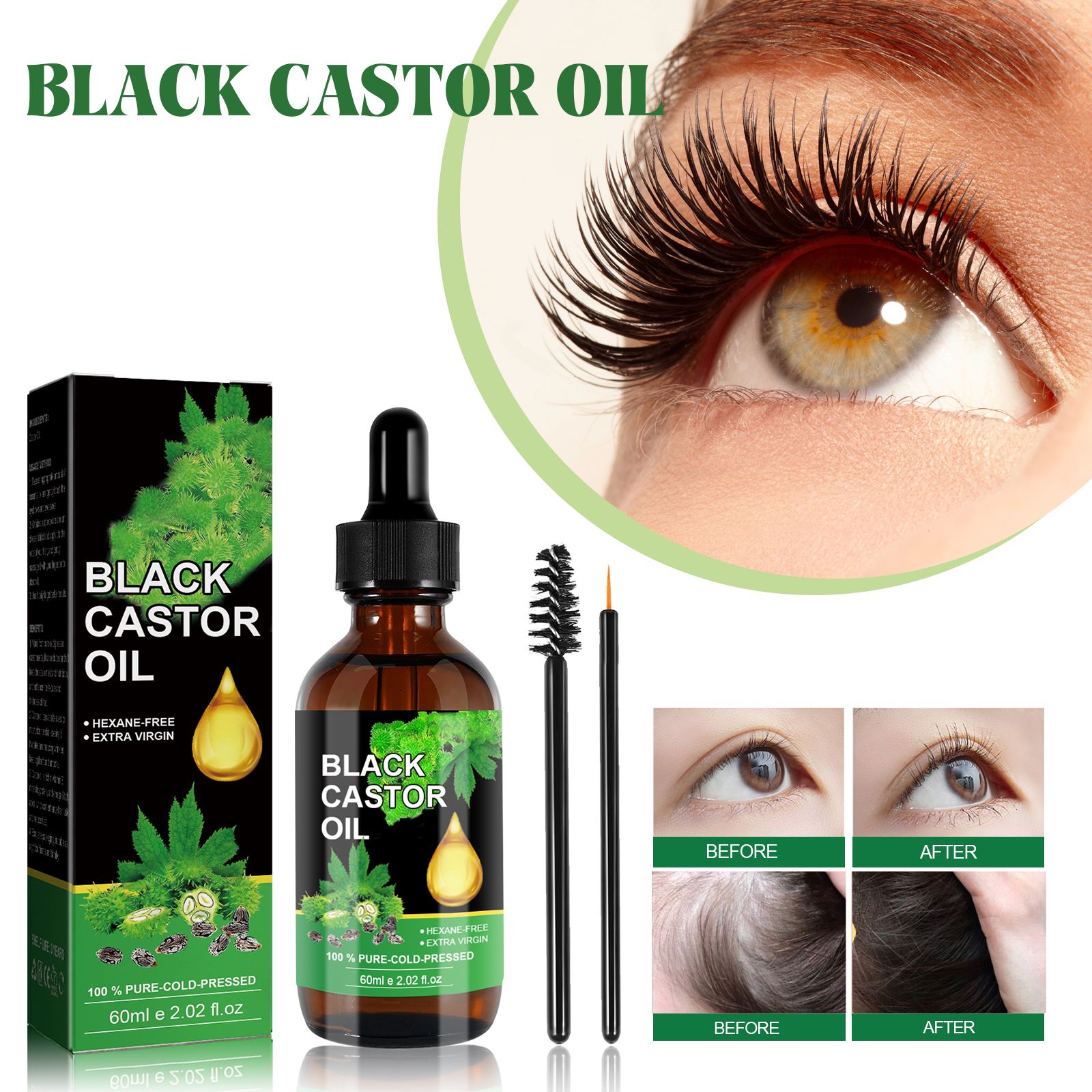 Castor Oil Hair Growth Liquid Nourishing For Hair Roots Eyebrows And Eyelashes Daily Care