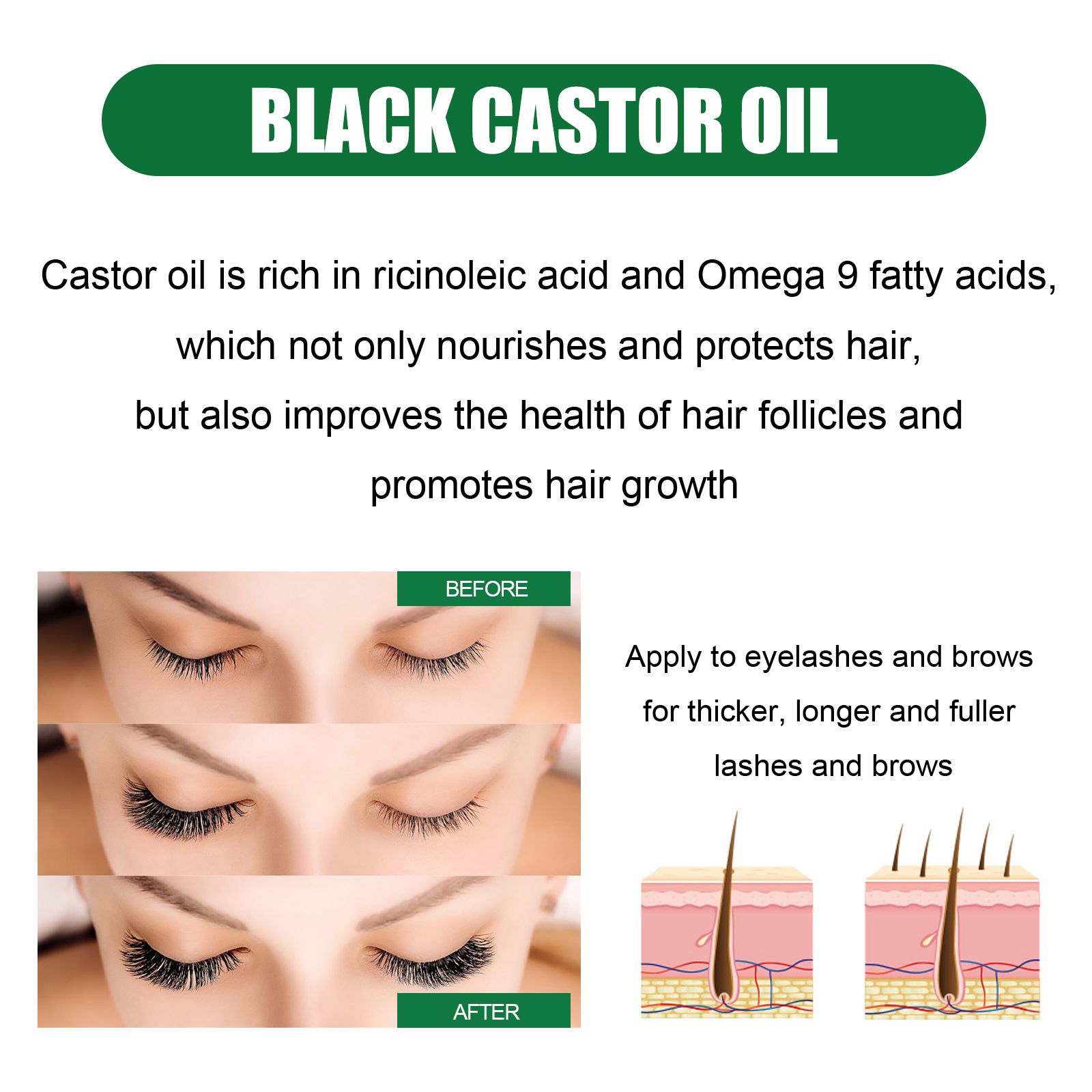 Castor Oil Hair Growth Liquid Nourishing For Hair Roots Eyebrows And Eyelashes Daily Care