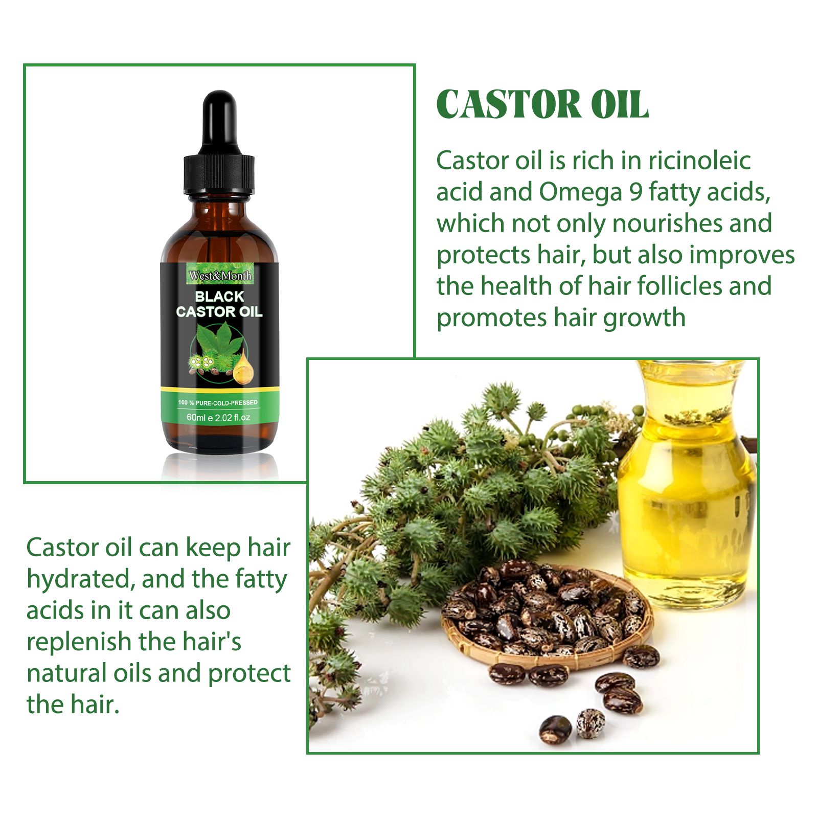Castor Oil Hair Growth Liquid Nourishing For Hair Roots Eyebrows And Eyelashes Daily Care