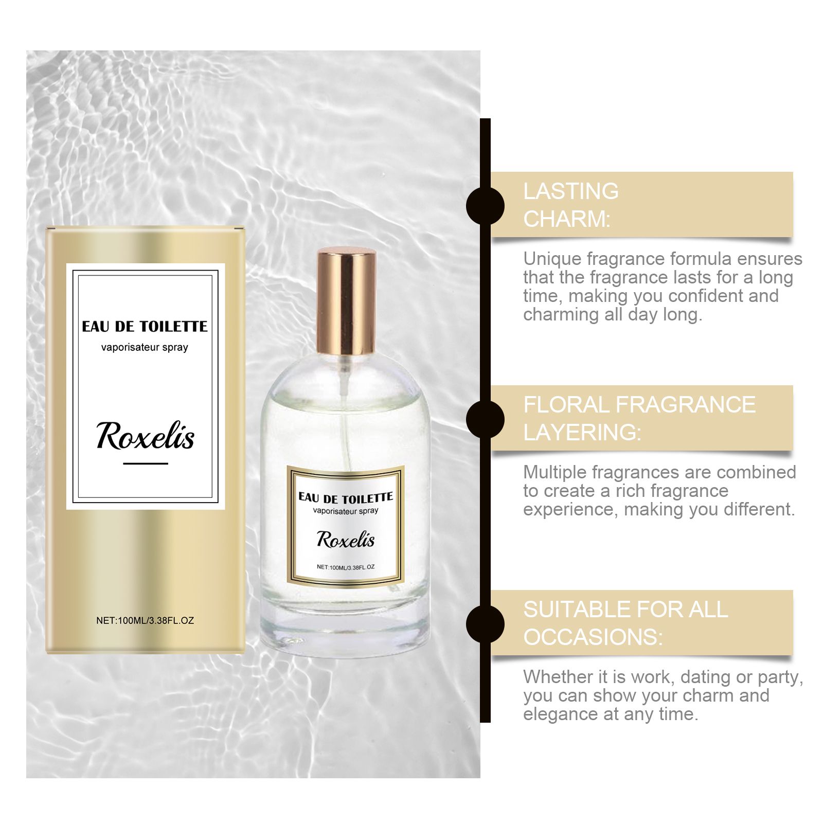 Women Cologne Charm Perfume Rose Jasmine Fresh Long Lasting For Daily Wear