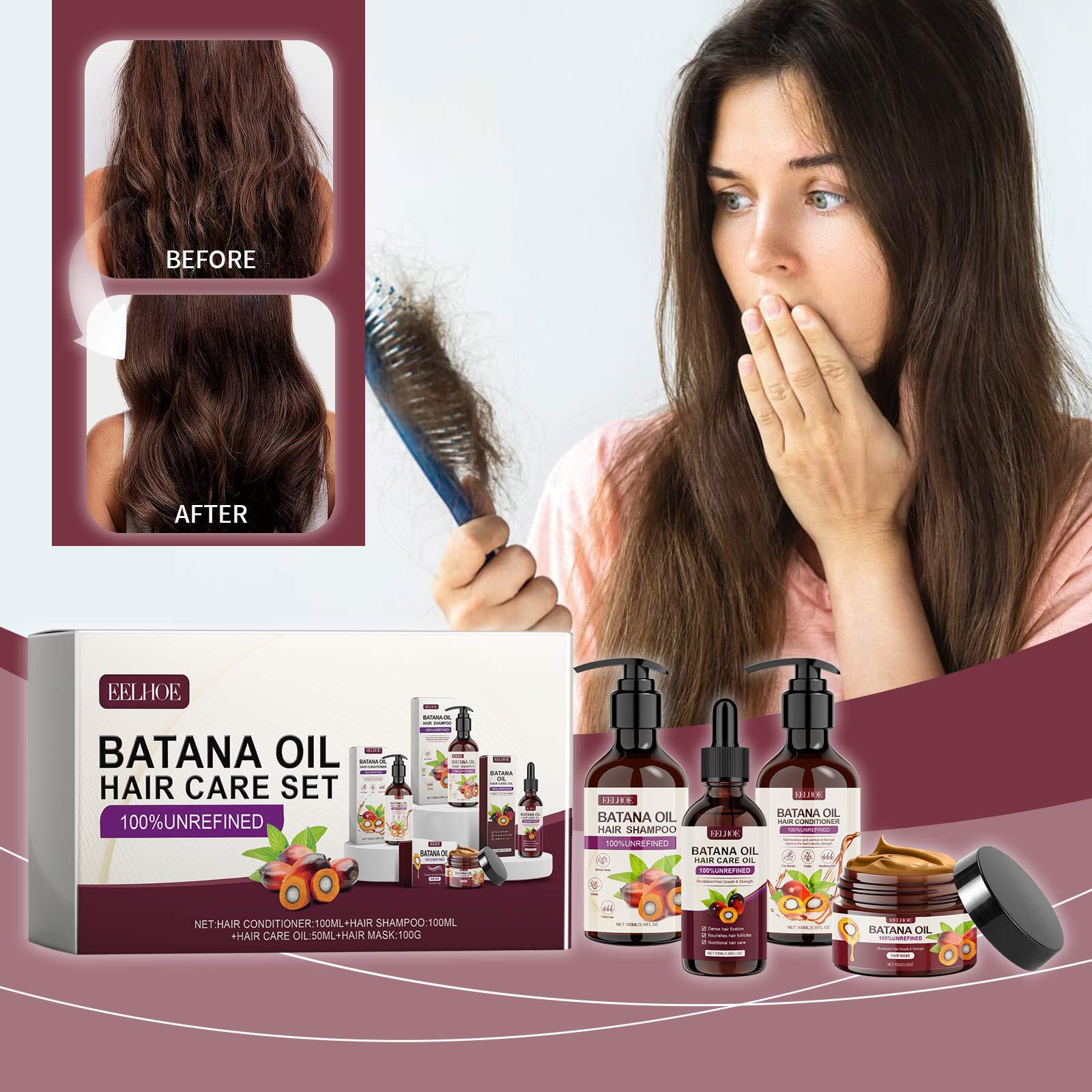Batana Oil Hair Care Set With Shampoo Conditioner Mask And Oil For Nourishing Hair