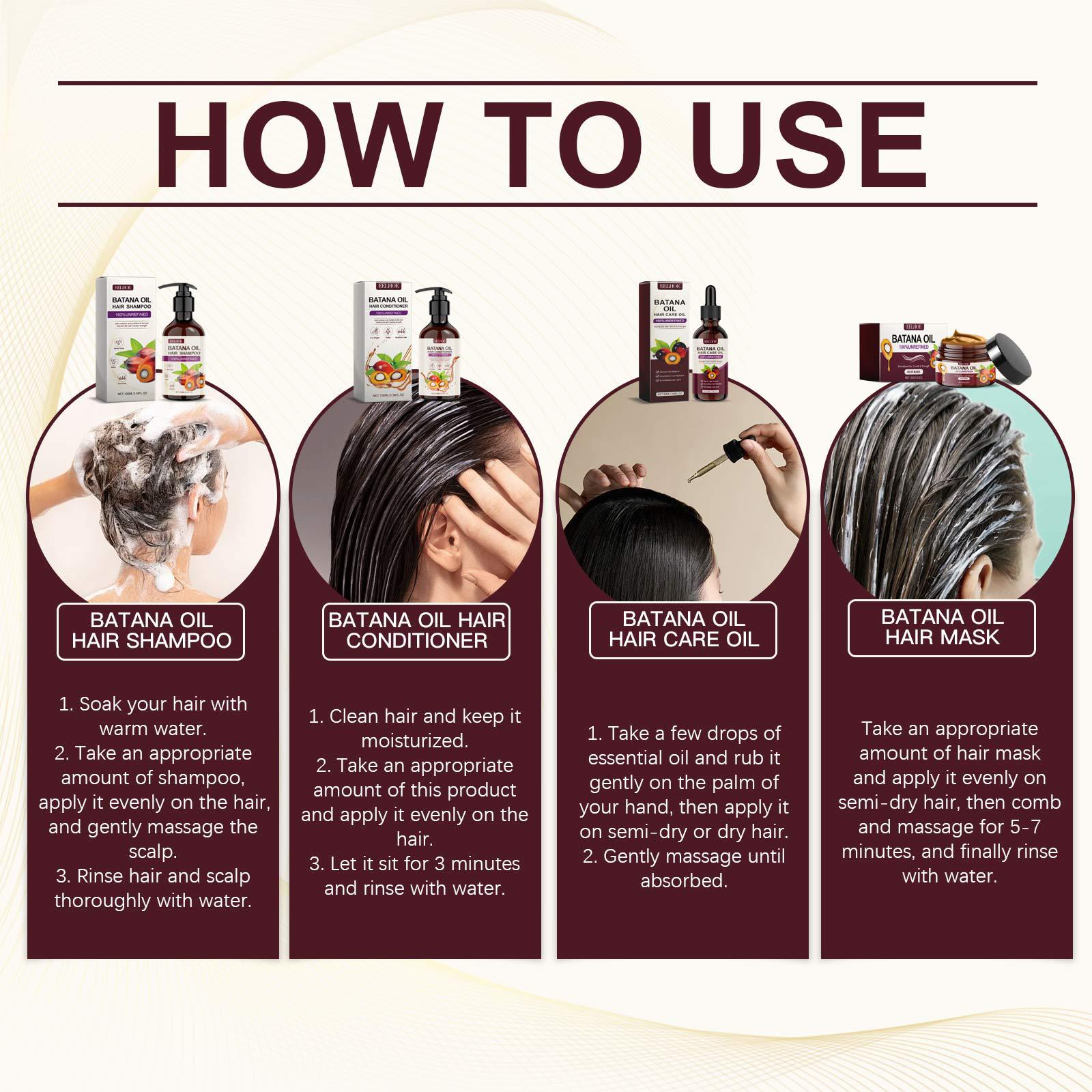Batana Oil Hair Care Set With Shampoo Conditioner Mask And Oil For Nourishing Hair