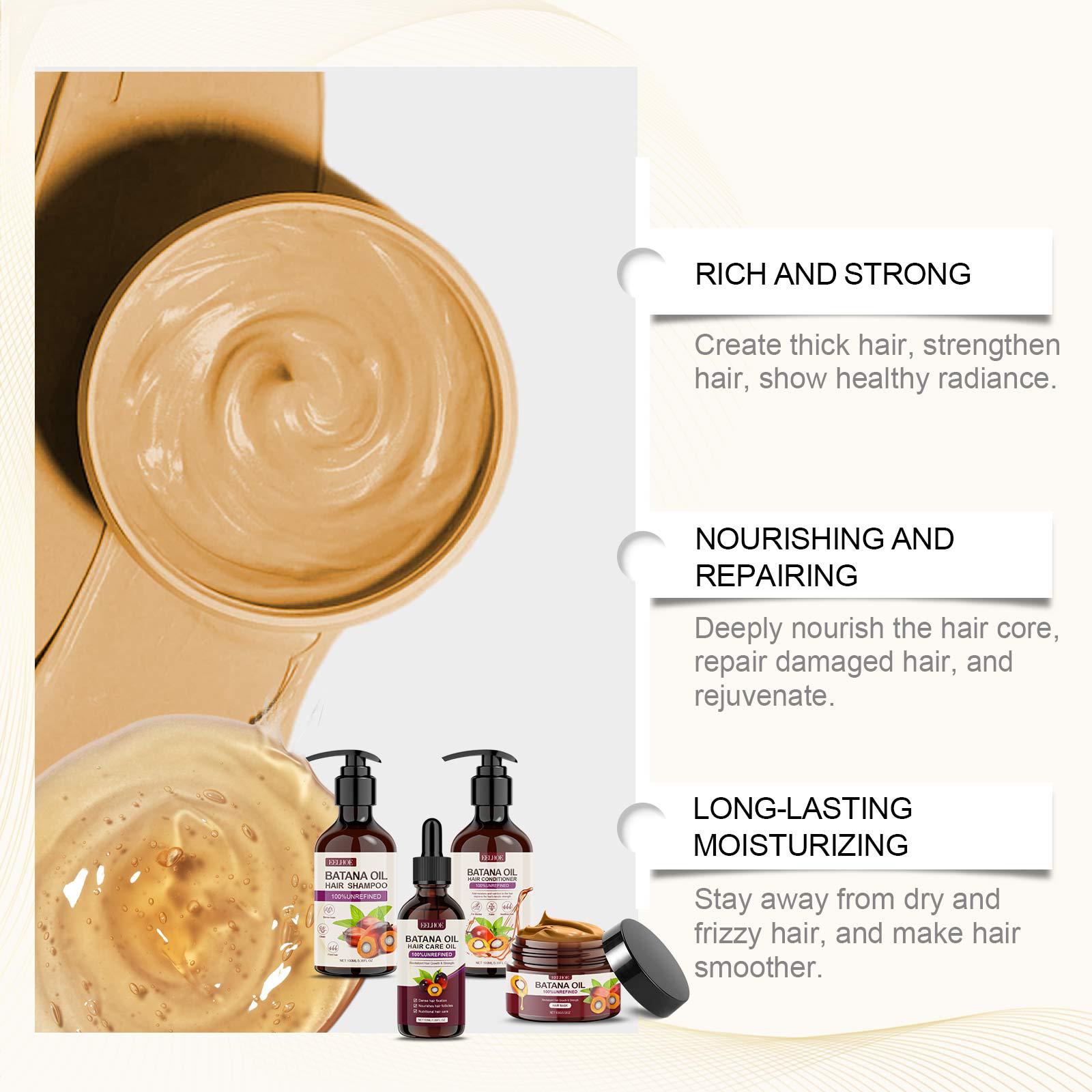 Batana Oil Hair Care Set With Shampoo Conditioner Mask And Oil For Nourishing Hair
