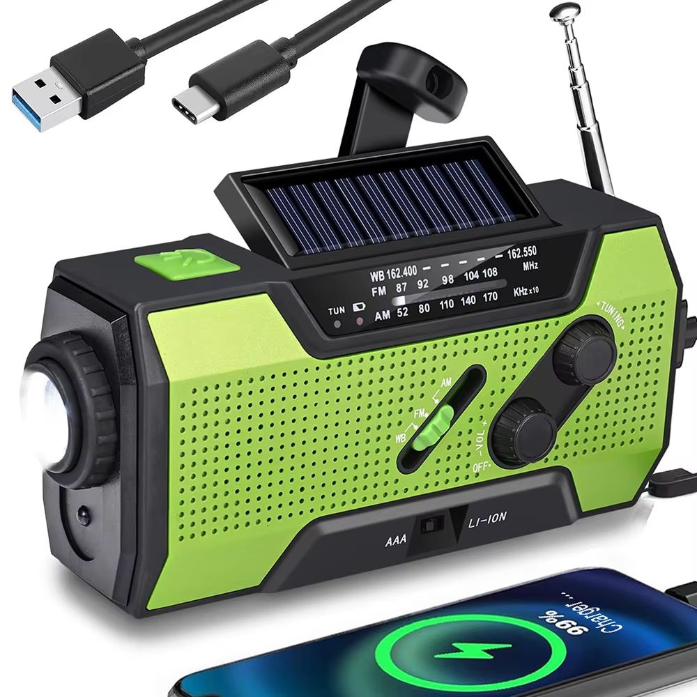 Wind Up Radio Emergency Radio Solar Crank AM FM Weather Radio 2000mAh