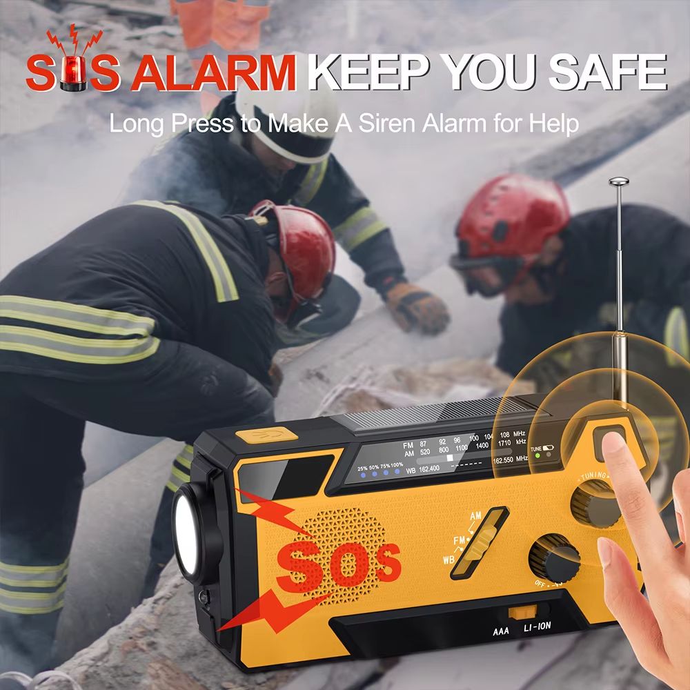 Wind Up Radio Emergency Radio Solar Crank AM FM Weather Radio 2000mAh