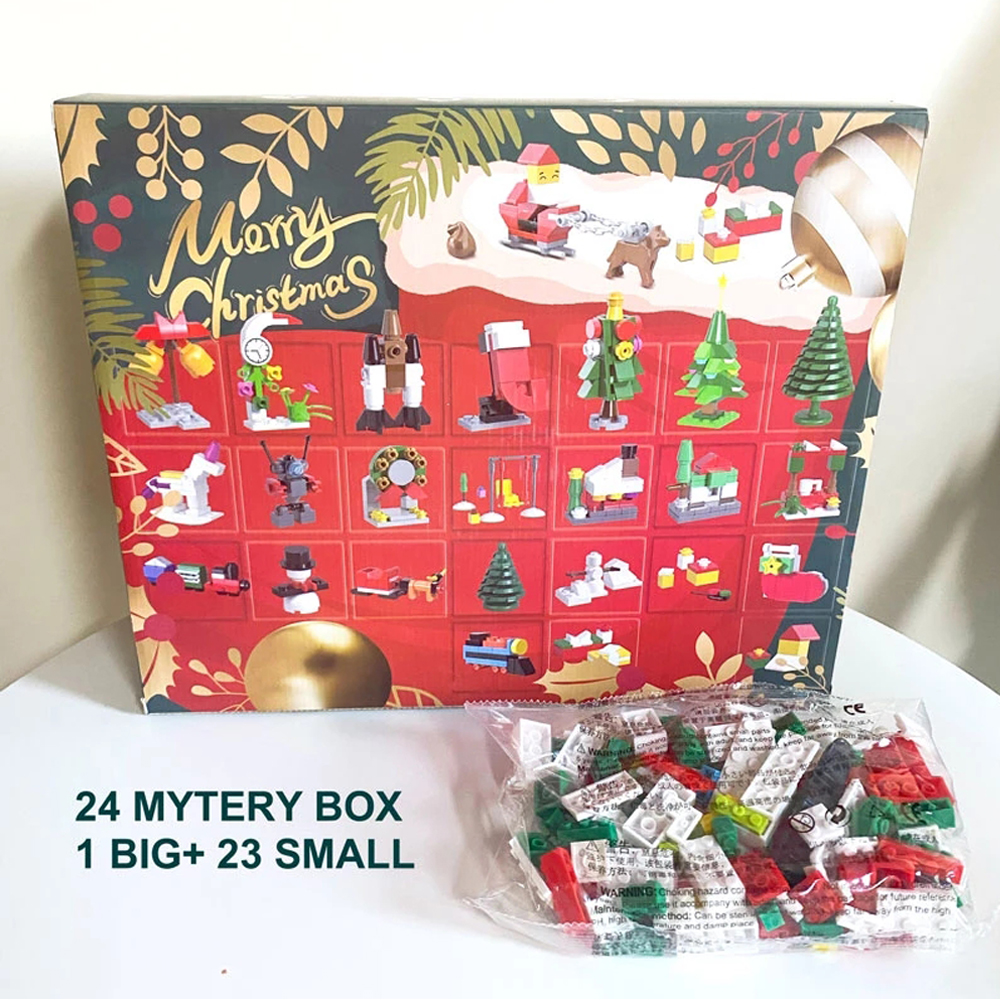 Christmas Advent Calendar 2022 City Building Blocks Set Mystery Box for Surprise Box Christmas 24 Days Countdown Calendar Kid Toy Gift