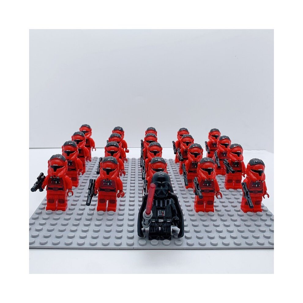 (21Pcs Star Wars Minifigures D) Star Wars Minifigures Sith Stormtroopers Building Block Toys Compatible with Lego Bricks 21Pcs Darth Vader Troopers with Weapons Bricks Film Series Action Figures Collection Gift