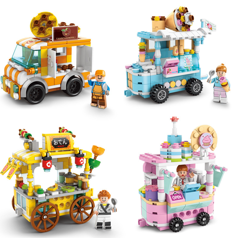 (Ice cream) City Street View Building Blocks Model Building For Children Toys Education Building Bricks Toy Christmas Gifts Compatible with LEGO