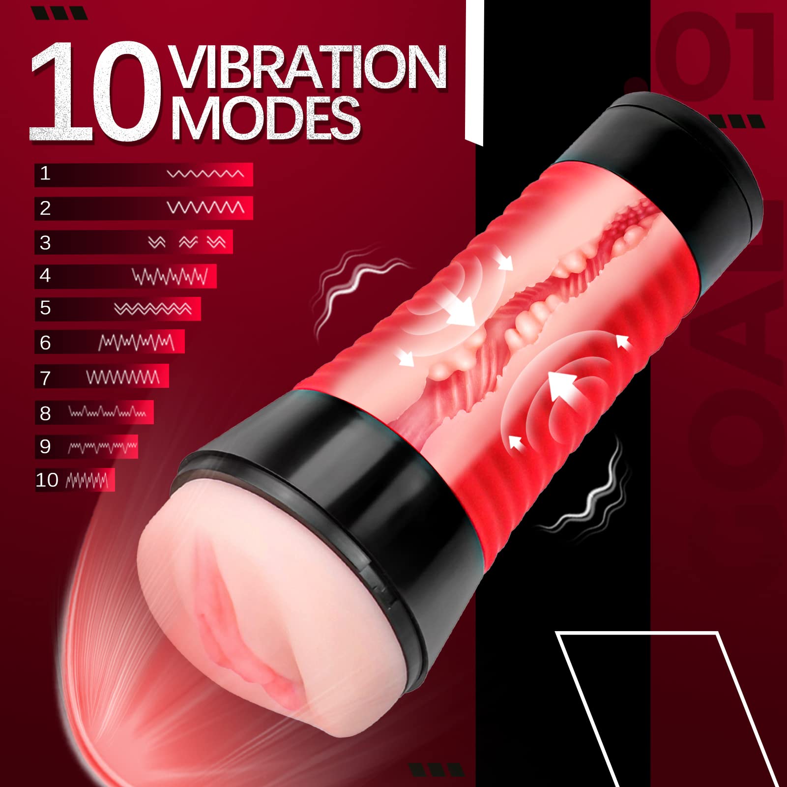 Men Masturbator Cup Electric Sex Toys Male Masturabating Toys Adult Oral Pocket Pussy Vibrator Toys with 10 Vibrating Modes Penis Stimulation