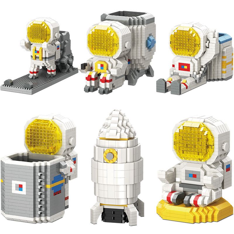 (Astronaut 1) City Shuttle Satellite Astronaut Figure Man Bricks Set  DIY Pencil Barrel Mini Micro Blocks Children Toys Gift