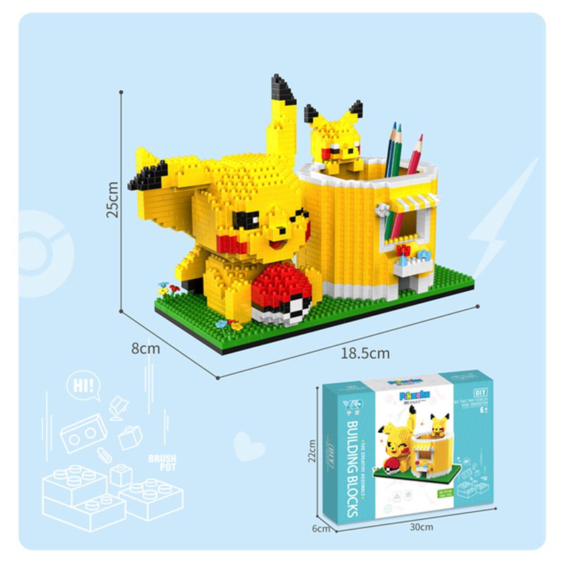 Pokemon Anime Pikachu Pen Holder Building Blocks Mini Bricks Model Toys For Children Birthday Surprise Gifts