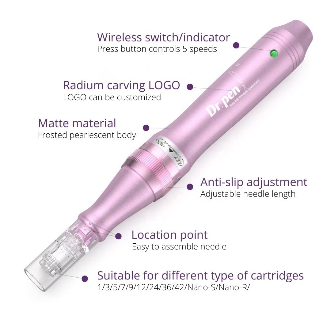 Dr. Pen Ultima M7 Electric Skincare System Dermapen Authentic Makeup Pen Multi-function Wireless Derma Beauty Pen Tool Professional Beauty Kit 12pinsх2 36pins х5 Round Nanox5 Cartridges