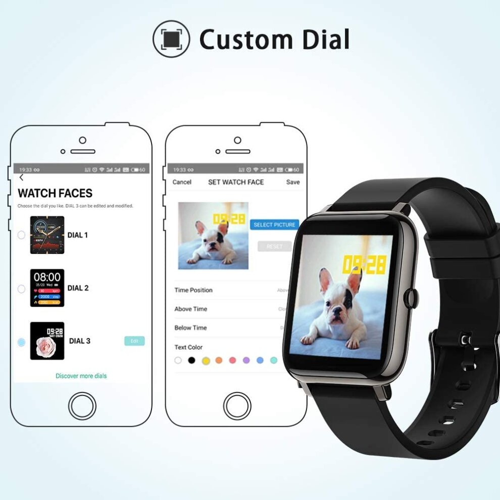 Fitness Tracker Smart Watch With Blood Oxygen Blood Pressure Heart Rate Black