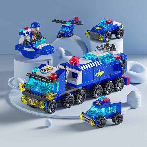 6in1 3D City Street View Fire Truck Truck Castle Building Block Fit Lego