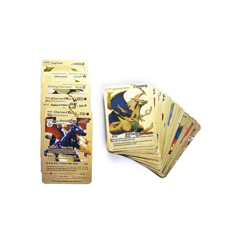 Pokemon Gold Cards Foil Gold Playing Card Vmax Gx Series 55PCS Cards 5pcs Set