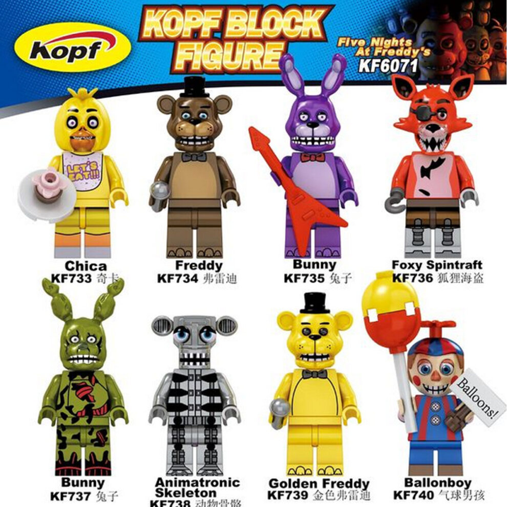 8PCS Five Nights At Freddys FNAF figure Building Blocks Kids Toys