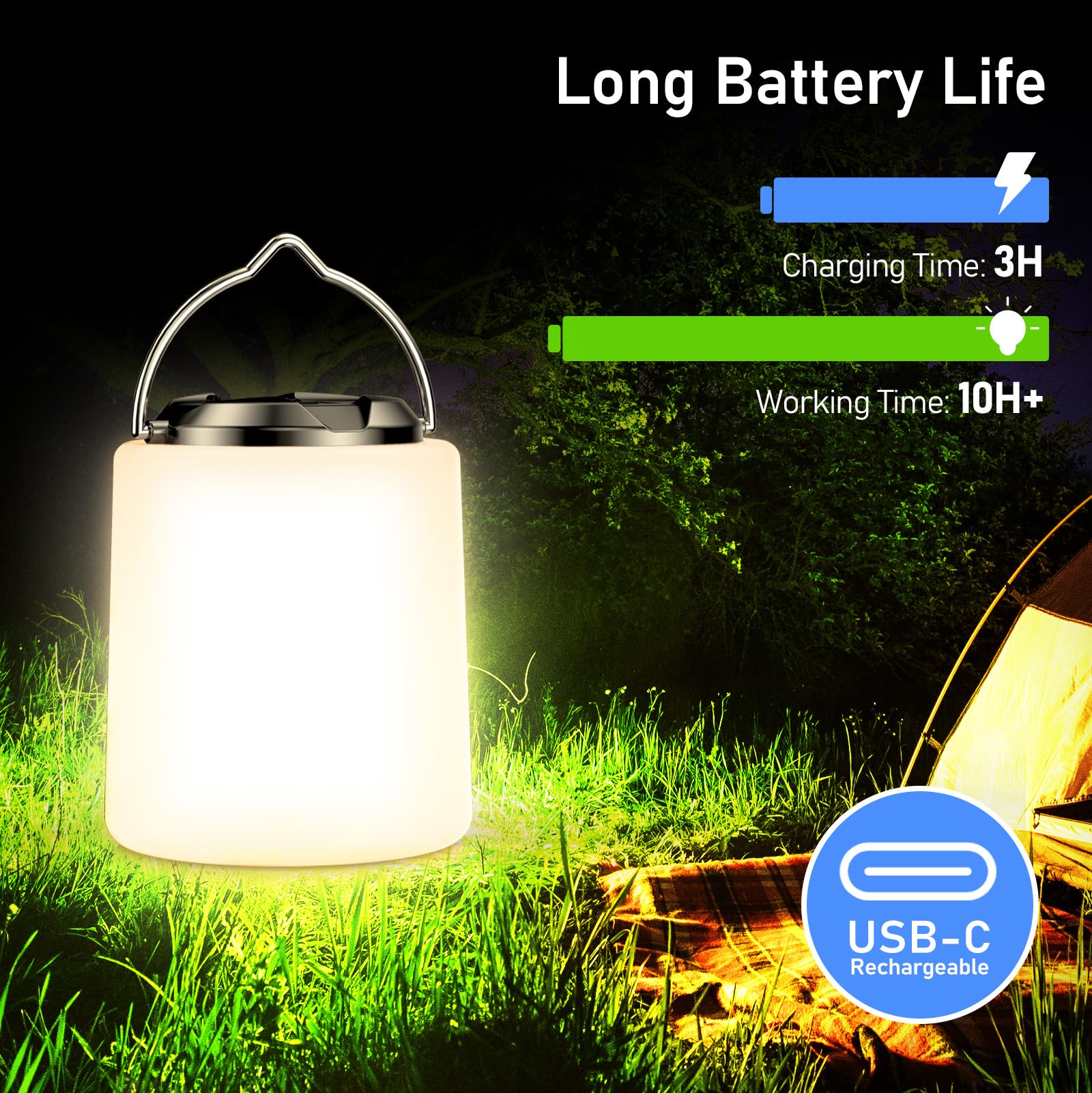 Rechargeable Mini Camping Lantern Warm Light Waterproof Tent Light for Camping