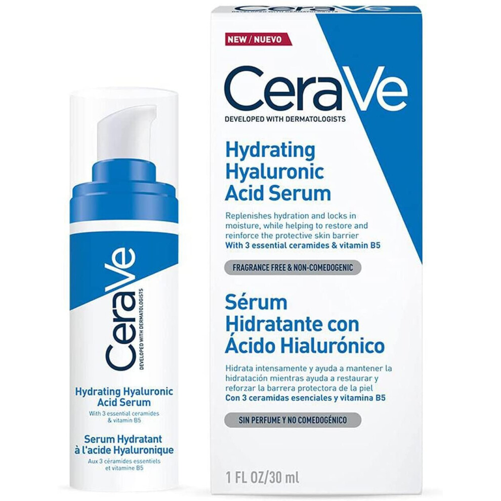 CeraVe Hydrating Hyaluronic Acid Serum | 30ml/1oz | Day & Night Facial Serum with Hyaluronic acid | For All Skin Types