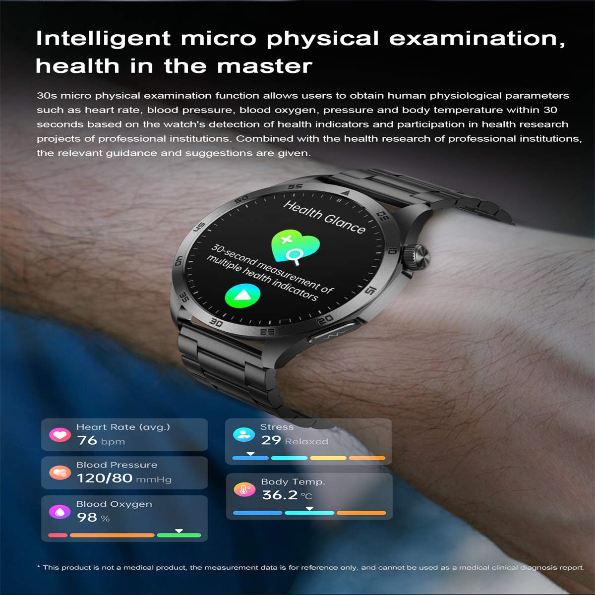 (Black Silicone) Men Smart Watch Blood Lipids Uric Acid ECG HD Screen Health Management Bluetooth Call Sports Fitness Tracker Waterproof Watches