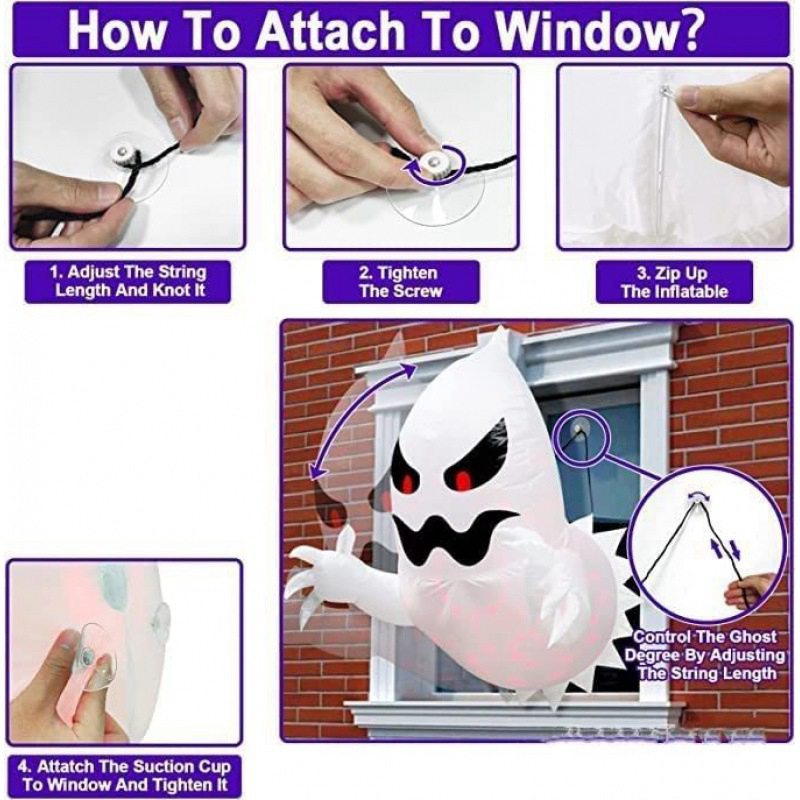 Halloween Inflatable Ghost with LED Light Outdoor Decorations