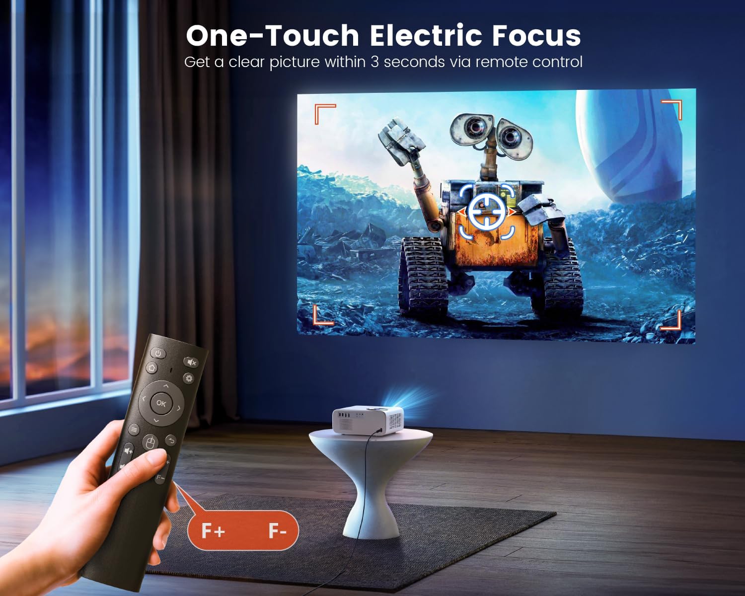 Netflix Built in Android 3s Focus Projector 700ANSI Portable WiFi 6 Bluetooth Full HD 1080P Smart Projector 4K Support Zoom 300 Inch Auto Keystone Display Home Cinema with Tripod