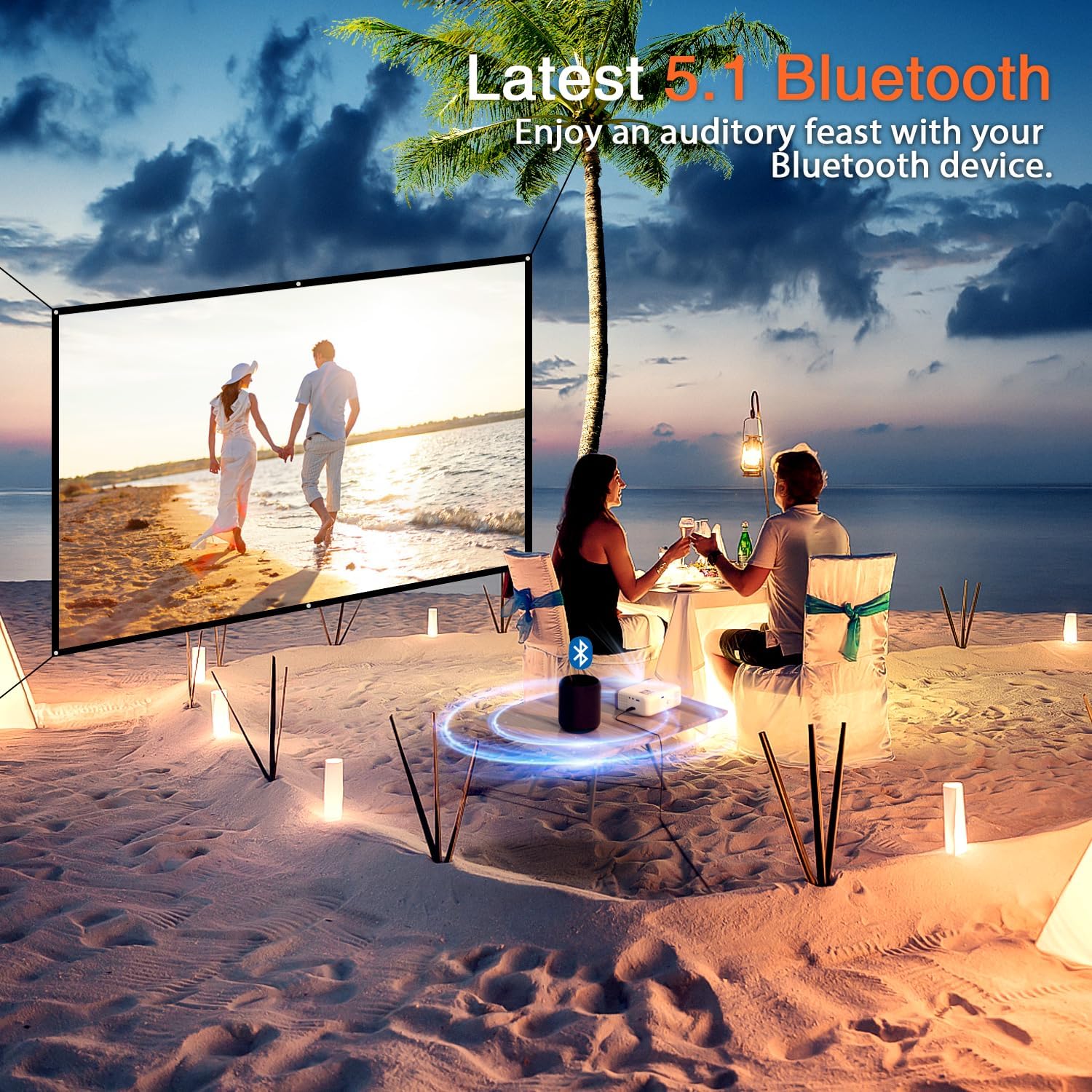 (1080P Mini Projector with WiFi and Bluetooth) Mini Projector WiFi Bluetooth 1080P Full HD 14000L Video Projector Portable Outdoor Home Theater Movie Projector Zoom, Compatible with HDMI USB AV Smartphone Tablet Laptop PC TV Box